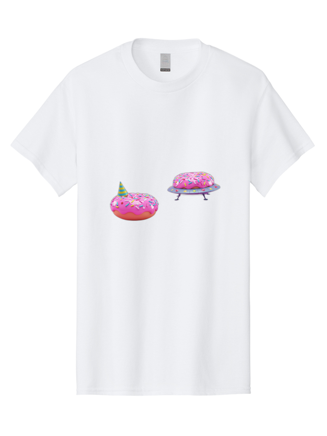 Donut-Party Men'S Graphic Tee, 100% Cotton, Comfortable Casual Summer Wear, Machine Washable, Pink Donut Inflatables, Donut Shaped Pool Floats, Colorful Sprinkles, Party Hat, Whimsical Decor, Fun Accessories, Retro Style, Summer Vibes Bab869
