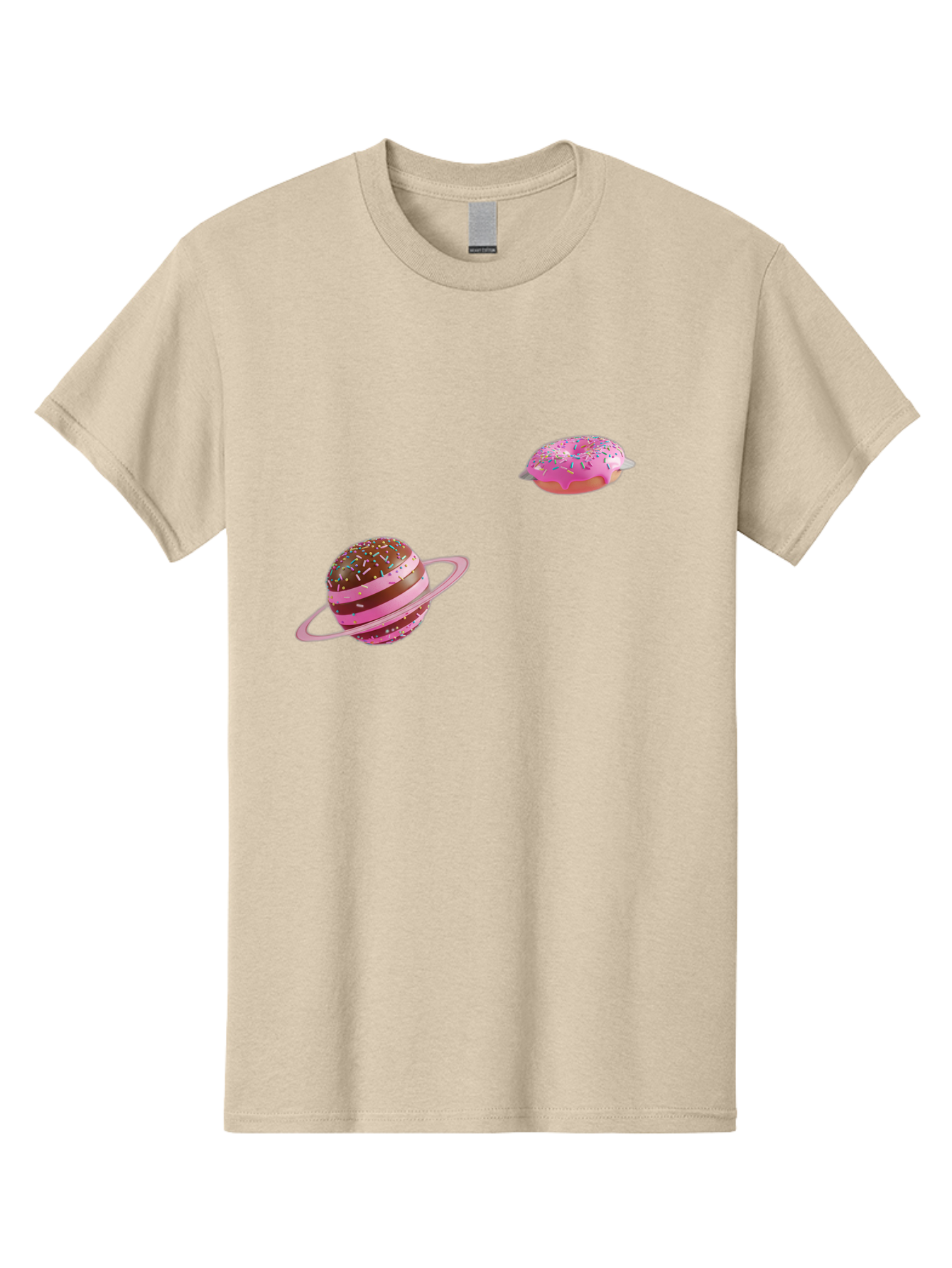 Donut-Planets Men'S Graphic Tee, 100% Cotton, Comfortable Casual Summer Wear, Machine Washable, Donut With Sprinkles, Planet With Ring, Pink Frosting, Chocolate Donut, Sprinkle Donut, Donut Planet, Fantasy Dessert, Sweet Treat, Bab870
