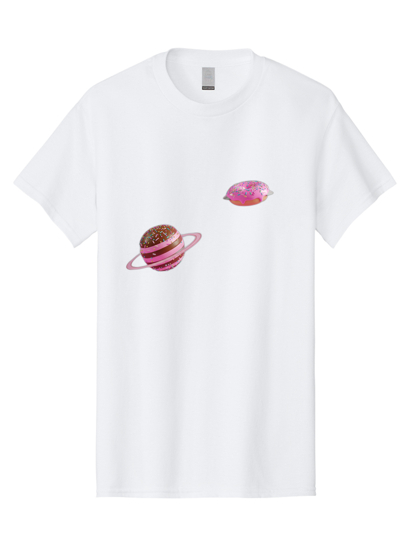 Donut-Planets Men'S Graphic Tee, 100% Cotton, Comfortable Casual Summer Wear, Machine Washable, Donut With Sprinkles, Planet With Ring, Pink Frosting, Chocolate Donut, Sprinkle Donut, Donut Planet, Fantasy Dessert, Sweet Treat, Bab870