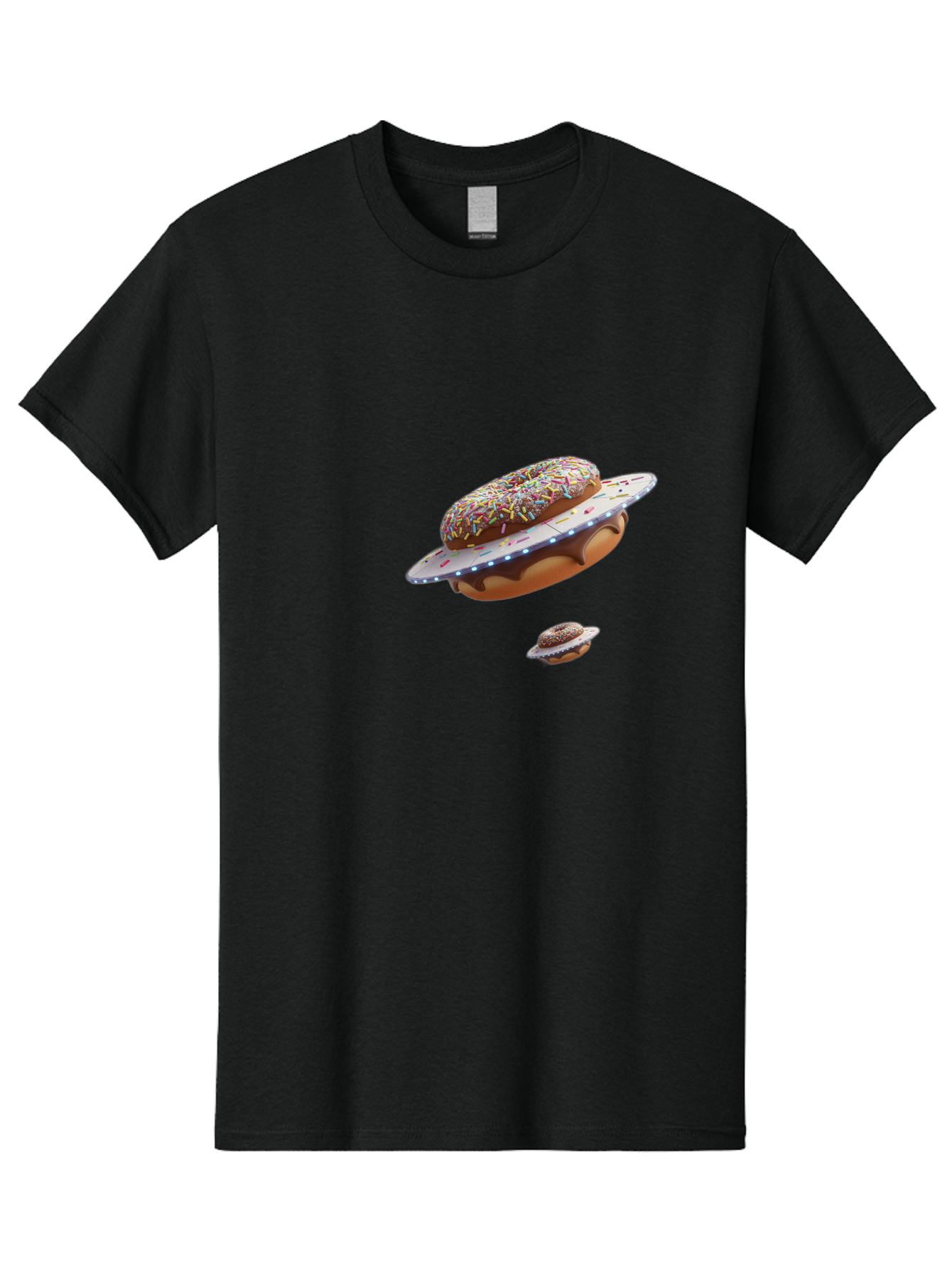 Donut-Ufo-2 Men'S Graphic Tee, 100% Cotton, Comfortable Casual Summer Wear, Machine Washable, Donut Ufo, Sprinkles, Colorful Treats, Flying Donuts, Sweet Galaxy, Whimsical Dessert, Digital Art, Creative Design, Fun Food Bab874