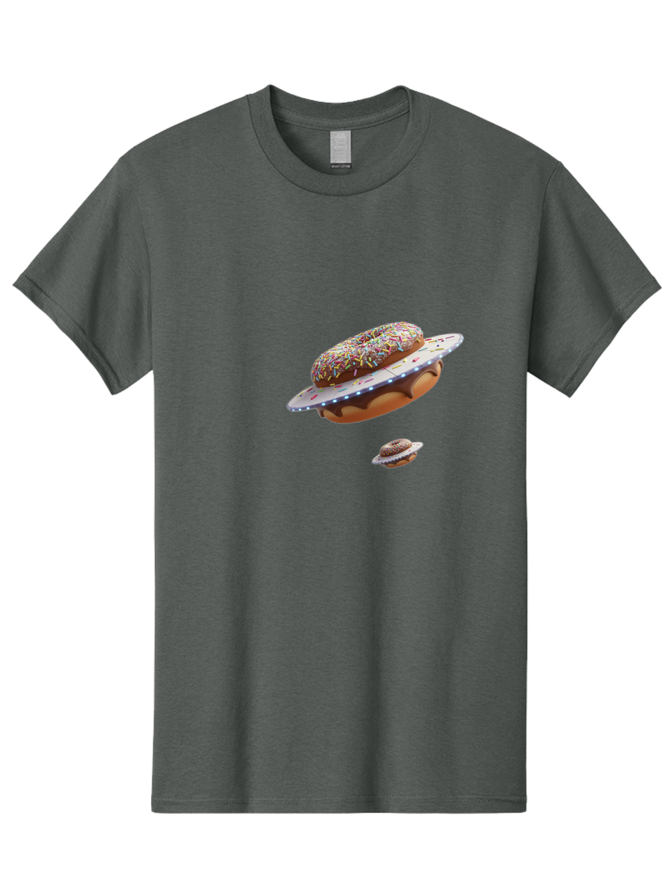 Donut-Ufo-2 Men'S Graphic Tee, 100% Cotton, Comfortable Casual Summer Wear, Machine Washable, Donut Ufo, Sprinkles, Colorful Treats, Flying Donuts, Sweet Galaxy, Whimsical Dessert, Digital Art, Creative Design, Fun Food Bab874