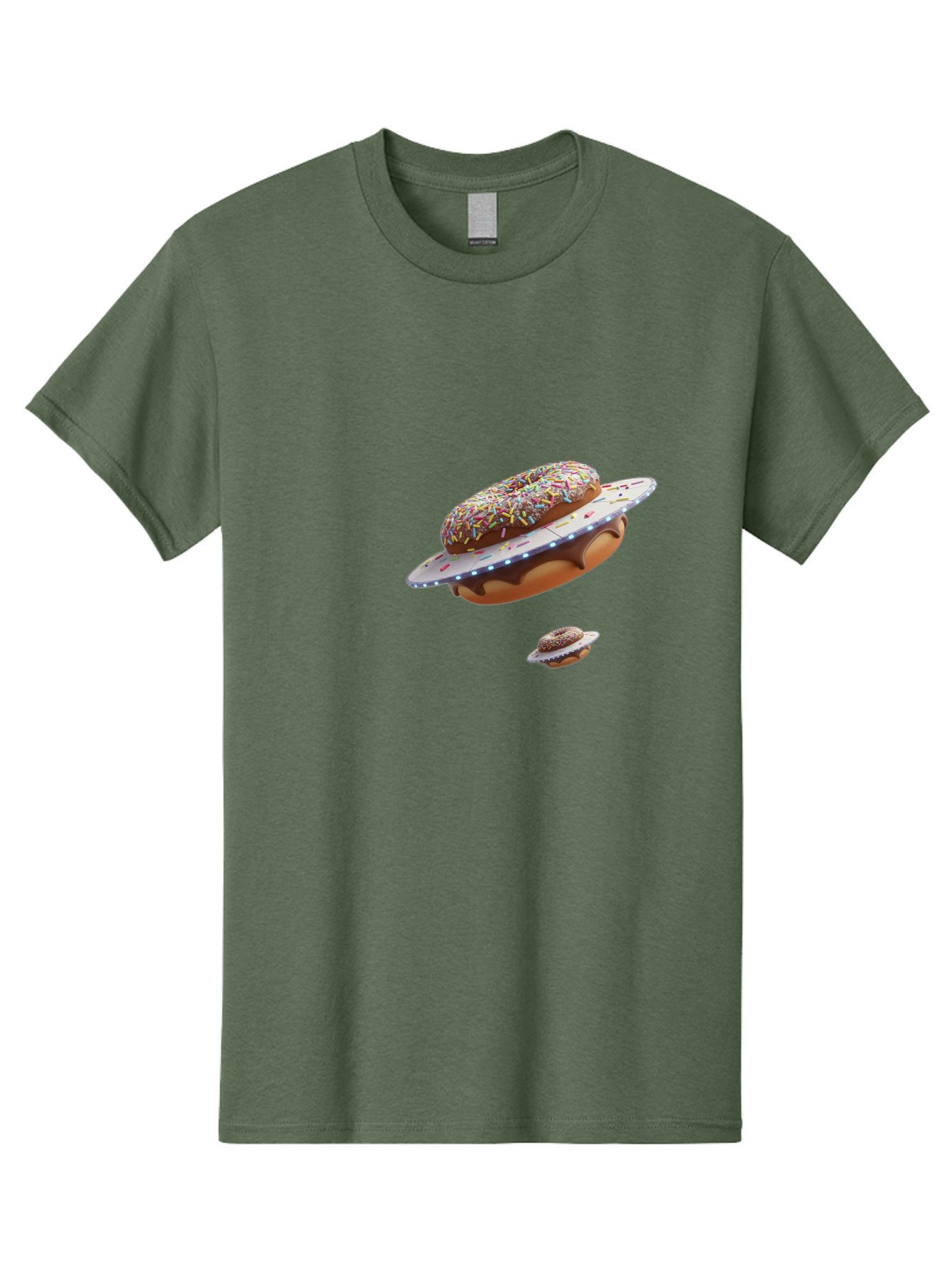 Donut-Ufo-2 Men'S Graphic Tee, 100% Cotton, Comfortable Casual Summer Wear, Machine Washable, Donut Ufo, Sprinkles, Colorful Treats, Flying Donuts, Sweet Galaxy, Whimsical Dessert, Digital Art, Creative Design, Fun Food Bab874