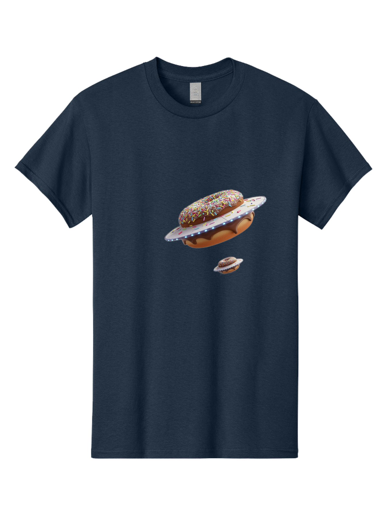 Donut-Ufo-2 Men'S Graphic Tee, 100% Cotton, Comfortable Casual Summer Wear, Machine Washable, Donut Ufo, Sprinkles, Colorful Treats, Flying Donuts, Sweet Galaxy, Whimsical Dessert, Digital Art, Creative Design, Fun Food Bab874