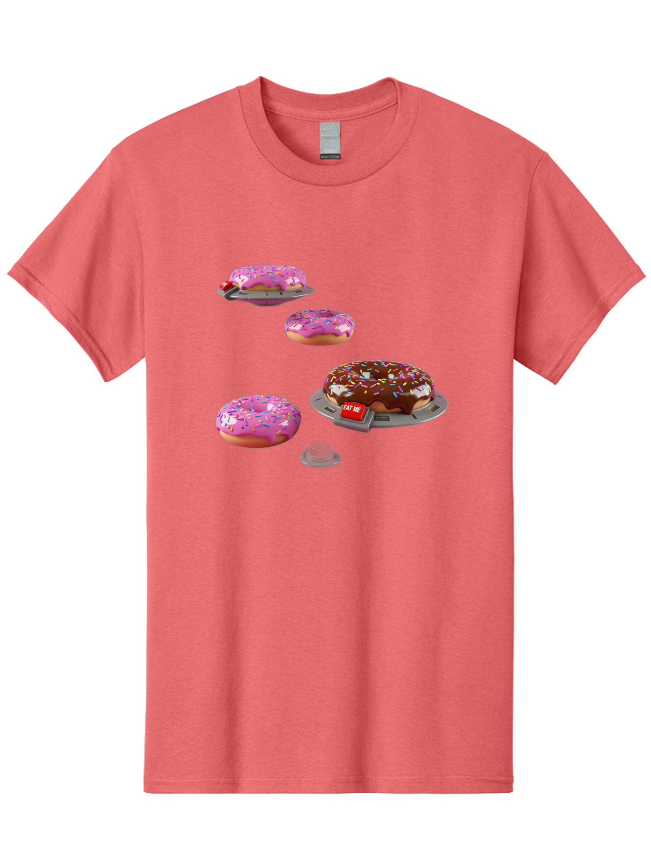 Donuts-On-Ufos Men'S Graphic Tee, 100% Cotton, Comfortable Casual Summer Wear, Machine Washable, Pink Frosted Donuts, Chocolate Frosted Donut, Sprinkles, Ufos, Eat Me Sign, Flying Donuts, Futuristic Dessert, 3D Rendering Bab879