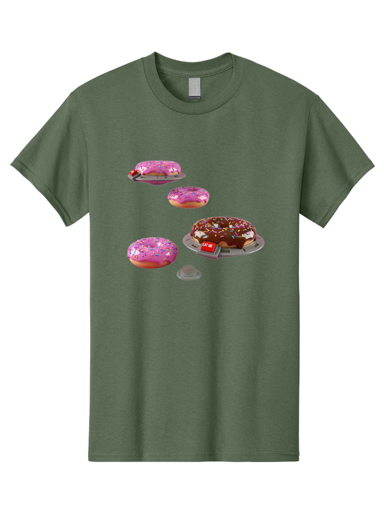 Donuts-On-Ufos Men'S Graphic Tee, 100% Cotton, Comfortable Casual Summer Wear, Machine Washable, Pink Frosted Donuts, Chocolate Frosted Donut, Sprinkles, Ufos, Eat Me Sign, Flying Donuts, Futuristic Dessert, 3D Rendering Bab879