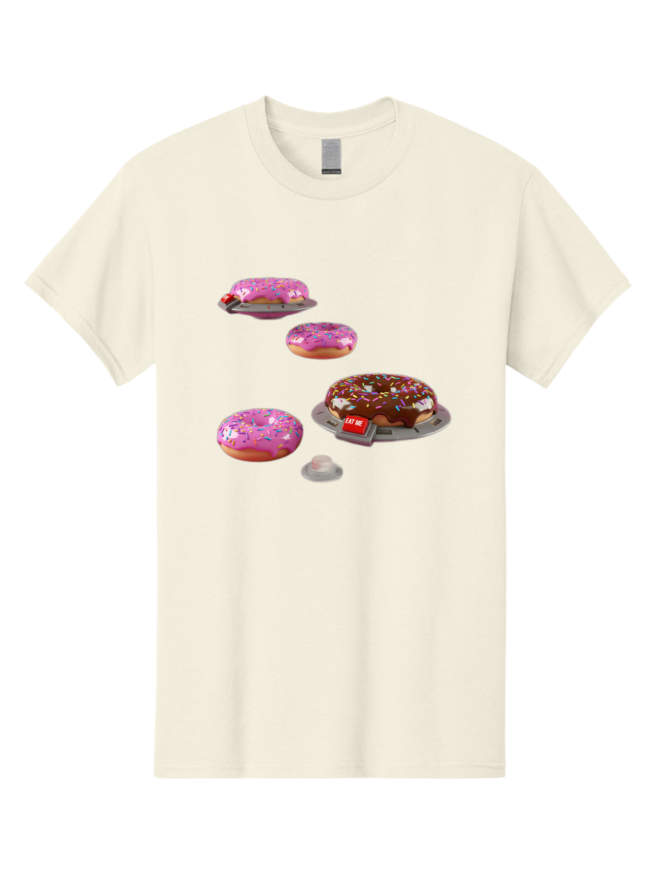 Donuts-On-Ufos Men'S Graphic Tee, 100% Cotton, Comfortable Casual Summer Wear, Machine Washable, Pink Frosted Donuts, Chocolate Frosted Donut, Sprinkles, Ufos, Eat Me Sign, Flying Donuts, Futuristic Dessert, 3D Rendering Bab879