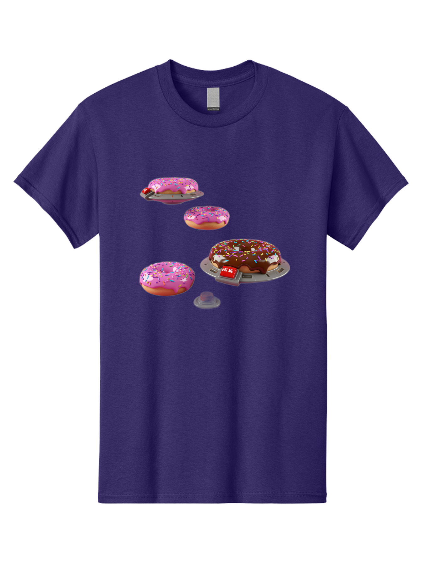 Donuts-On-Ufos Men'S Graphic Tee, 100% Cotton, Comfortable Casual Summer Wear, Machine Washable, Pink Frosted Donuts, Chocolate Frosted Donut, Sprinkles, Ufos, Eat Me Sign, Flying Donuts, Futuristic Dessert, 3D Rendering Bab879