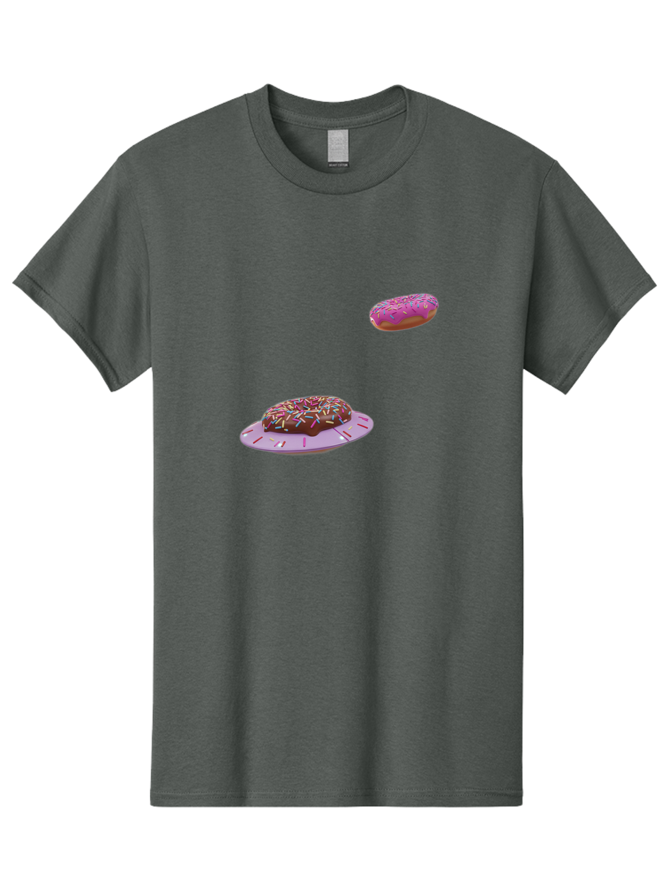 Donuts-With-Sprinkles Men'S Graphic Tee, 100% Cotton, Comfortable Casual Summer Wear, Machine Washable, Donuts In Mid-Air, Chocolate Donut With Sprinkles, Pink Frosting And Sprinkles, Sweet Treats, Dessert Delights, Tasty Pastries, Bab881