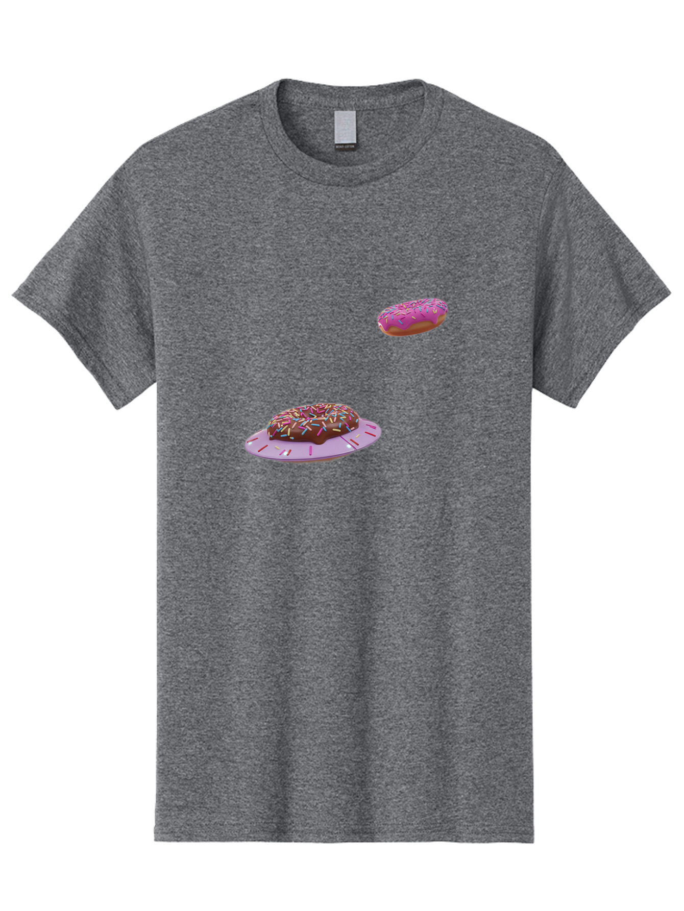 Donuts-With-Sprinkles Men'S Graphic Tee, 100% Cotton, Comfortable Casual Summer Wear, Machine Washable, Donuts In Mid-Air, Chocolate Donut With Sprinkles, Pink Frosting And Sprinkles, Sweet Treats, Dessert Delights, Tasty Pastries, Bab881