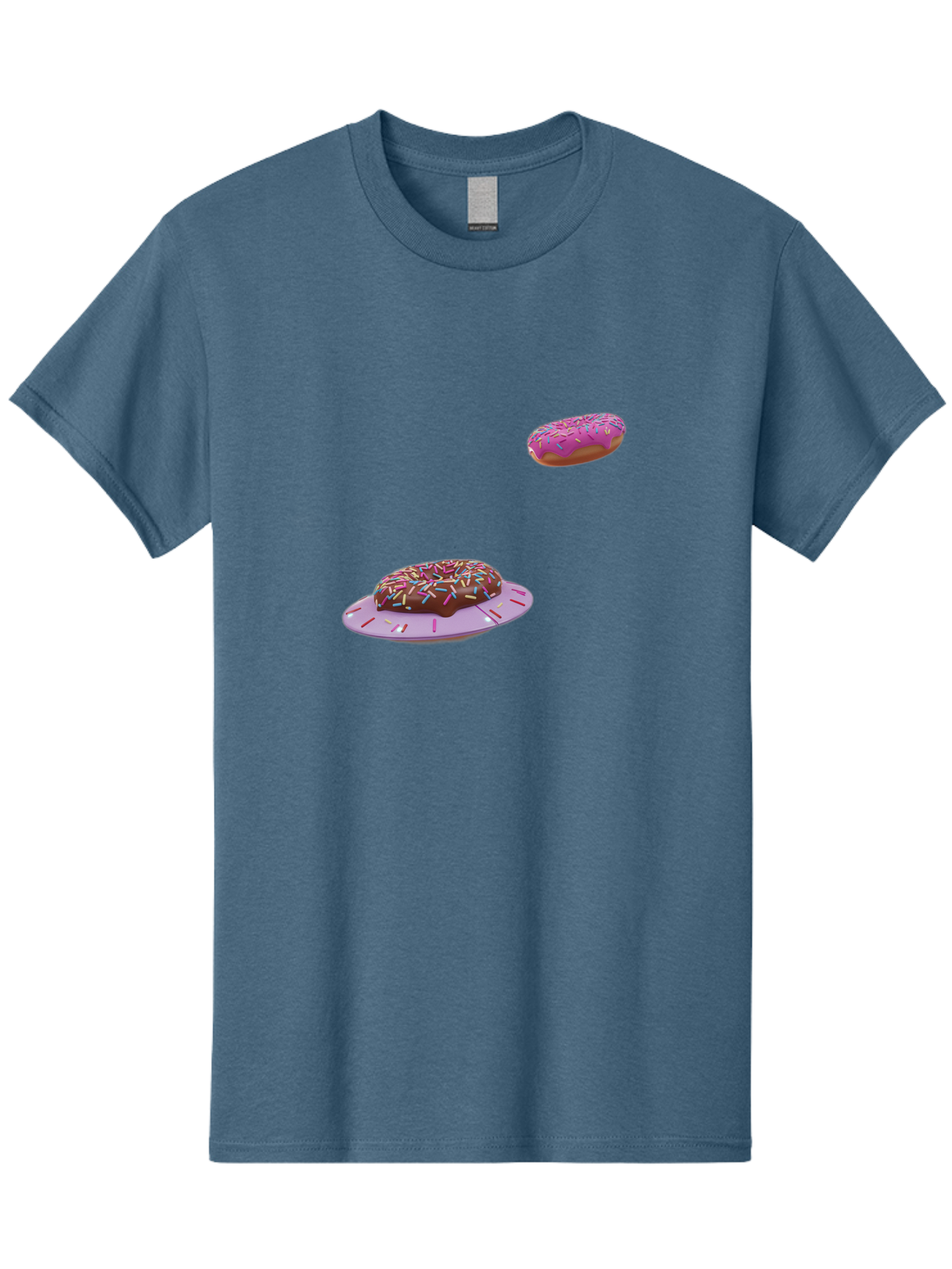 Donuts-With-Sprinkles Men'S Graphic Tee, 100% Cotton, Comfortable Casual Summer Wear, Machine Washable, Donuts In Mid-Air, Chocolate Donut With Sprinkles, Pink Frosting And Sprinkles, Sweet Treats, Dessert Delights, Tasty Pastries, Bab881