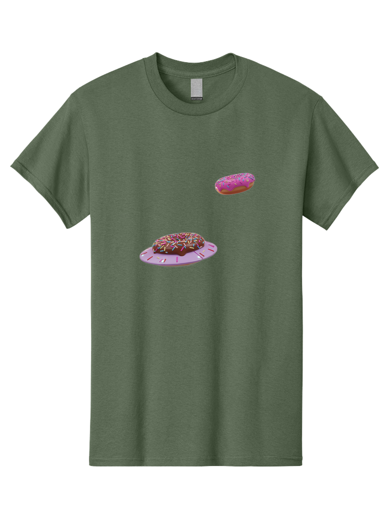 Donuts-With-Sprinkles Men'S Graphic Tee, 100% Cotton, Comfortable Casual Summer Wear, Machine Washable, Donuts In Mid-Air, Chocolate Donut With Sprinkles, Pink Frosting And Sprinkles, Sweet Treats, Dessert Delights, Tasty Pastries, Bab881