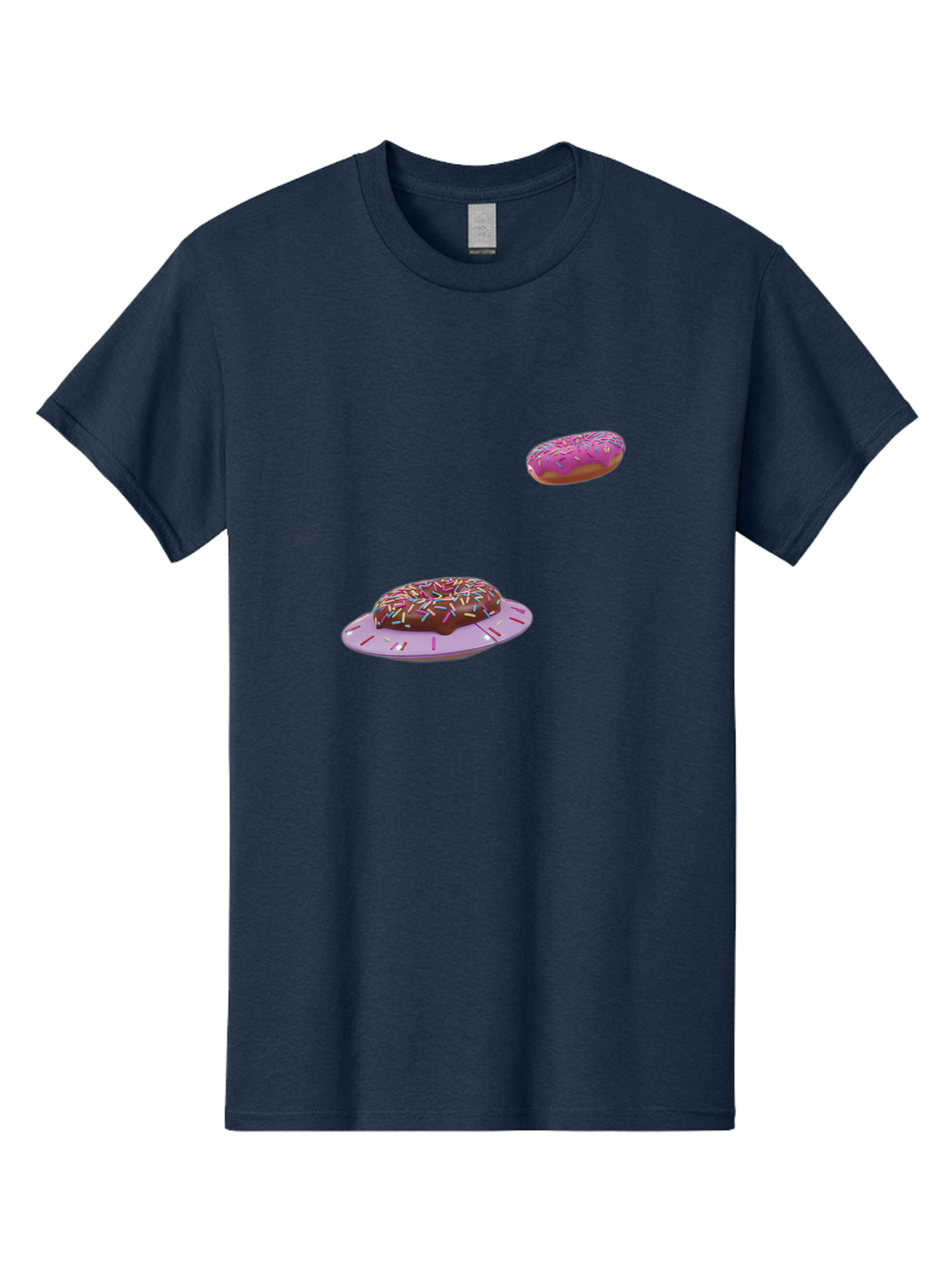 Donuts-With-Sprinkles Men'S Graphic Tee, 100% Cotton, Comfortable Casual Summer Wear, Machine Washable, Donuts In Mid-Air, Chocolate Donut With Sprinkles, Pink Frosting And Sprinkles, Sweet Treats, Dessert Delights, Tasty Pastries, Bab881