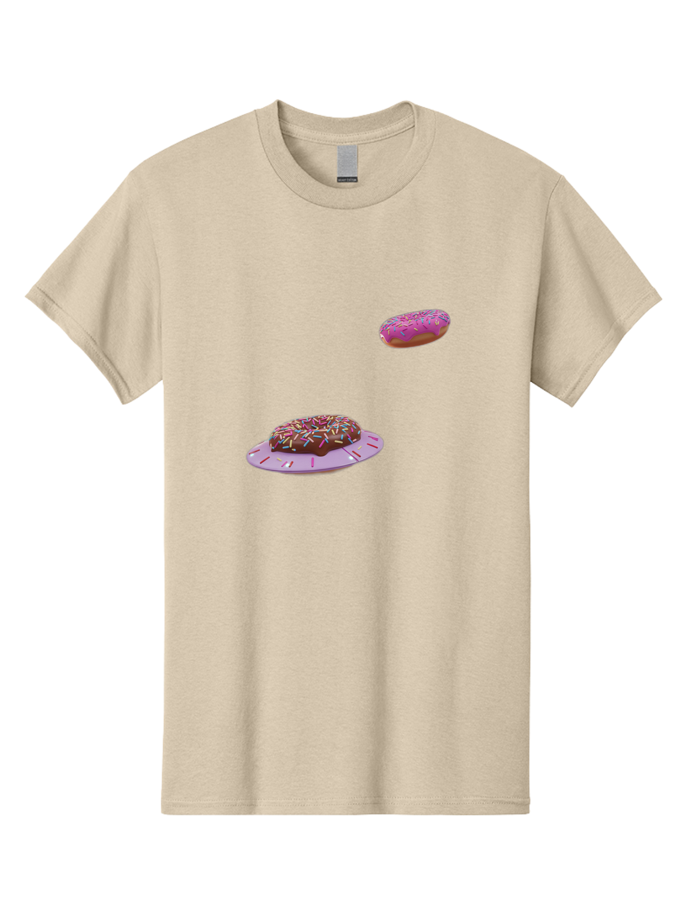 Donuts-With-Sprinkles Men'S Graphic Tee, 100% Cotton, Comfortable Casual Summer Wear, Machine Washable, Donuts In Mid-Air, Chocolate Donut With Sprinkles, Pink Frosting And Sprinkles, Sweet Treats, Dessert Delights, Tasty Pastries, Bab881