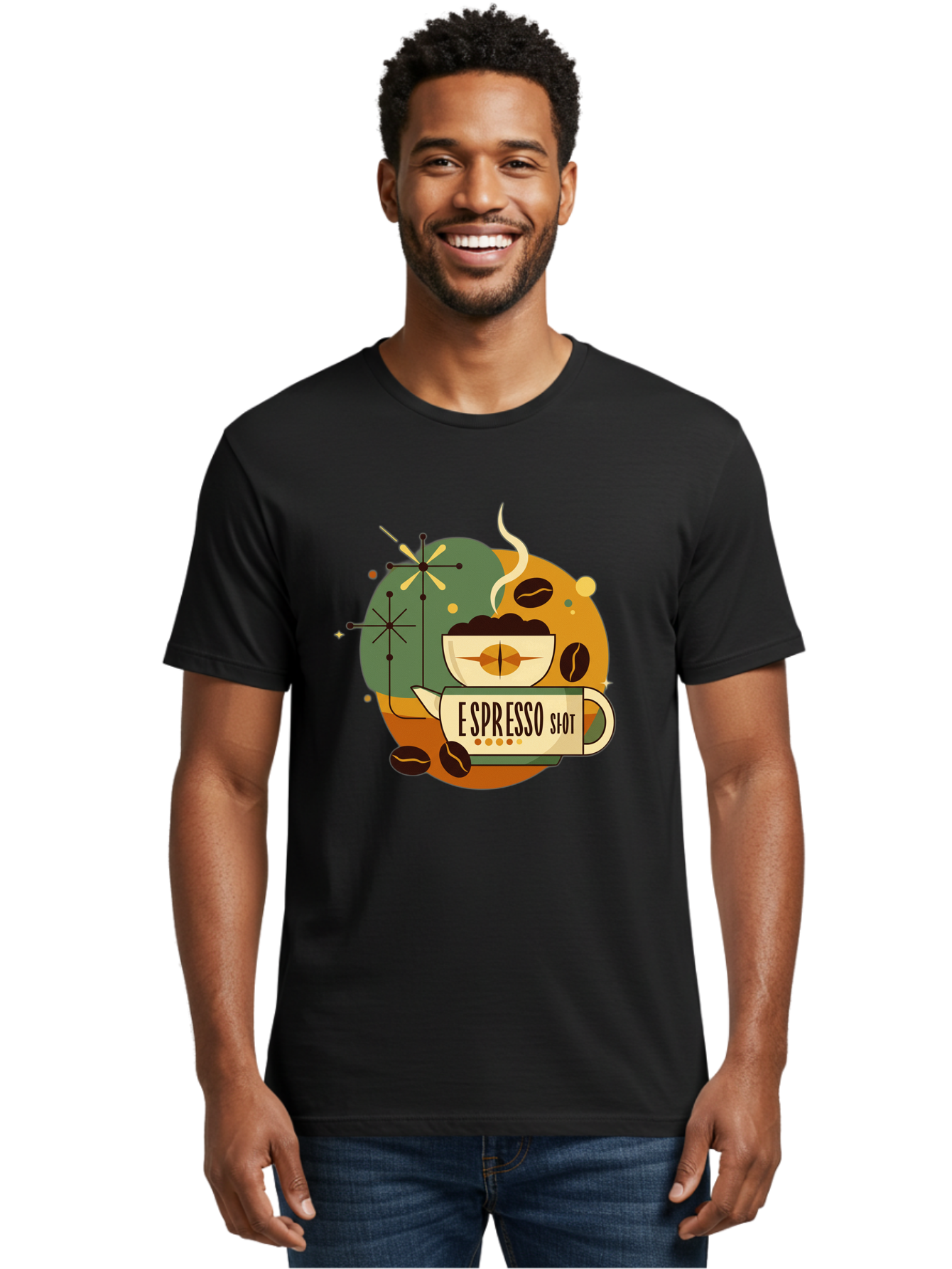 Espresso-Shot-1 Men'S Graphic Tee, 100% Cotton, Comfortable Casual Summer Wear, Machine Washable, Espresso Cup, Coffee Beans, Steaming Hot, Morning Coffee, Caffeine Boost, Coffee Break, Coffee Culture, Coffee Art, Coffee Design Bab891