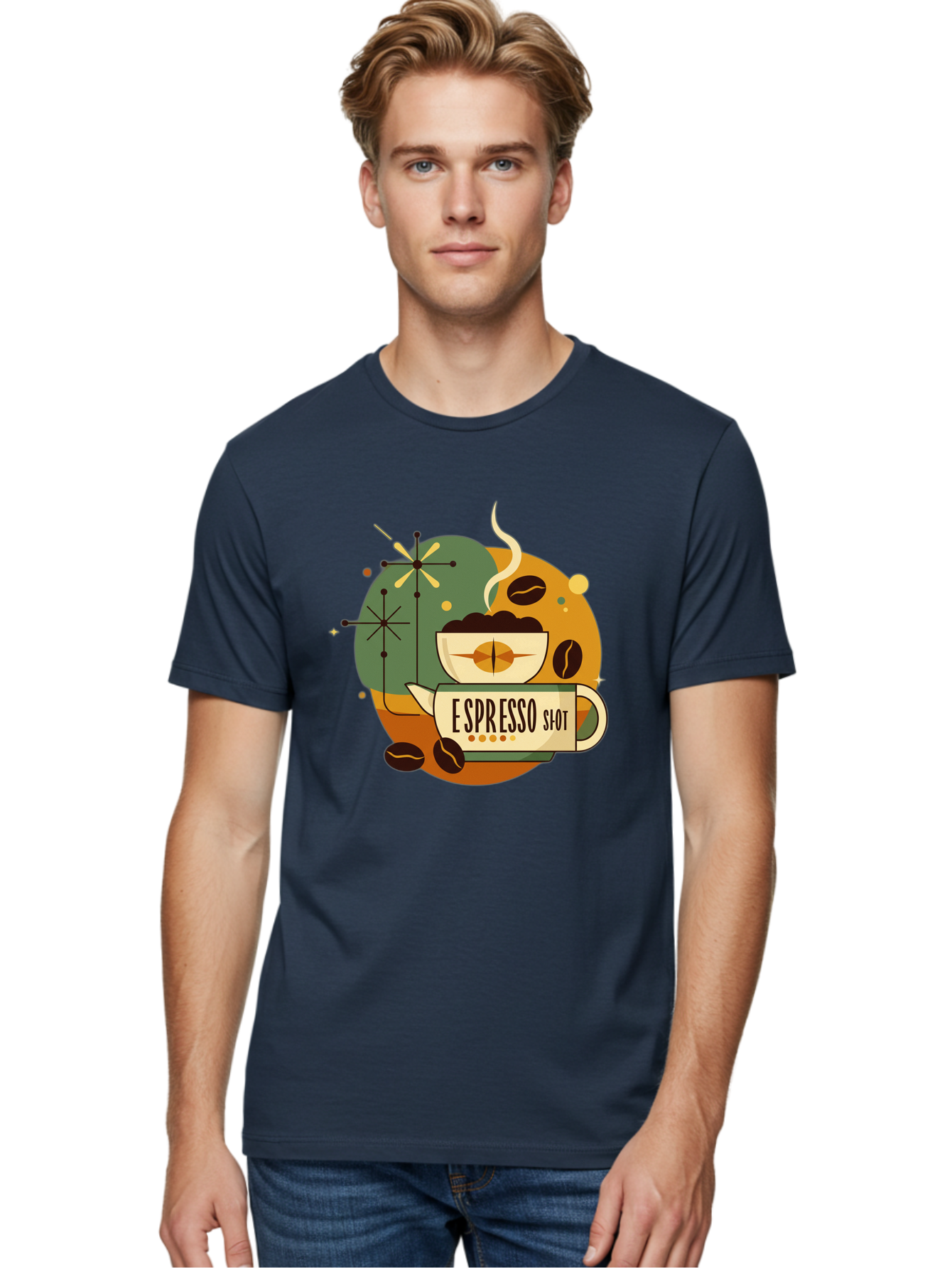 Espresso-Shot-1 Men'S Graphic Tee, 100% Cotton, Comfortable Casual Summer Wear, Machine Washable, Espresso Cup, Coffee Beans, Steaming Hot, Morning Coffee, Caffeine Boost, Coffee Break, Coffee Culture, Coffee Art, Coffee Design Bab891