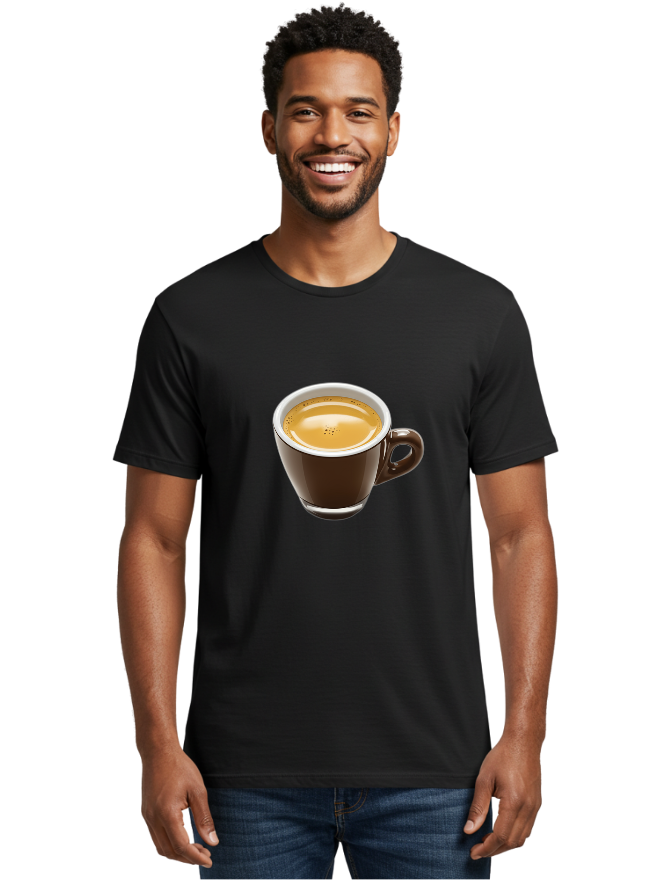 Espresso Men'S Graphic Tee, 100% Cotton, Comfortable Casual Summer Wear, Machine Washable, Coffee Cup, Espresso, Morning Coffee, Crema On Top, Coffee Beverage, Brown Ceramic Cup, Coffee Culture Bab894