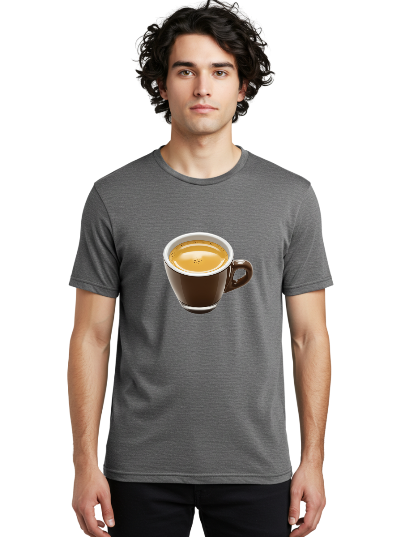 Espresso Men'S Graphic Tee, 100% Cotton, Comfortable Casual Summer Wear, Machine Washable, Coffee Cup, Espresso, Morning Coffee, Crema On Top, Coffee Beverage, Brown Ceramic Cup, Coffee Culture Bab894