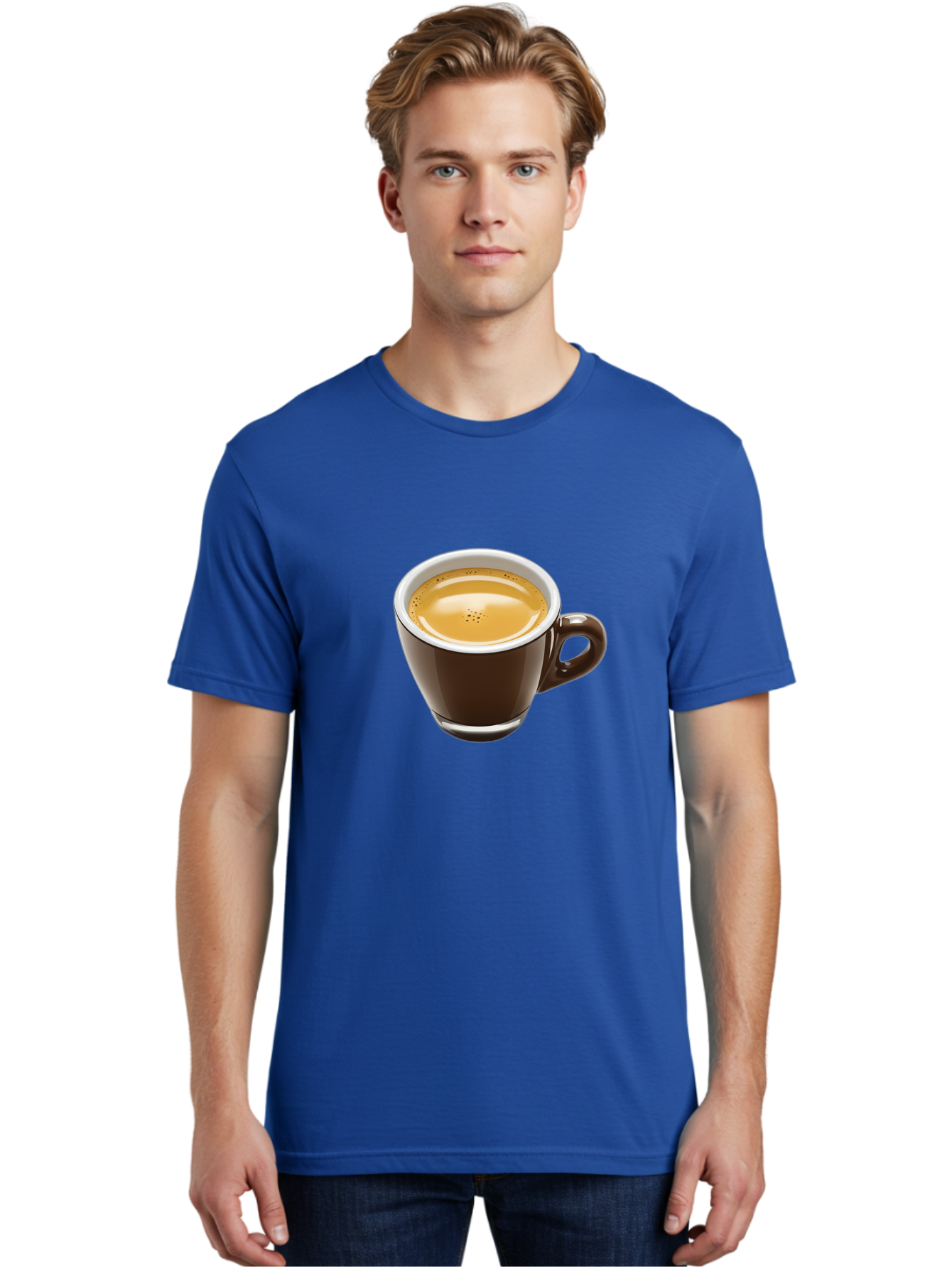 Espresso Men'S Graphic Tee, 100% Cotton, Comfortable Casual Summer Wear, Machine Washable, Coffee Cup, Espresso, Morning Coffee, Crema On Top, Coffee Beverage, Brown Ceramic Cup, Coffee Culture Bab894