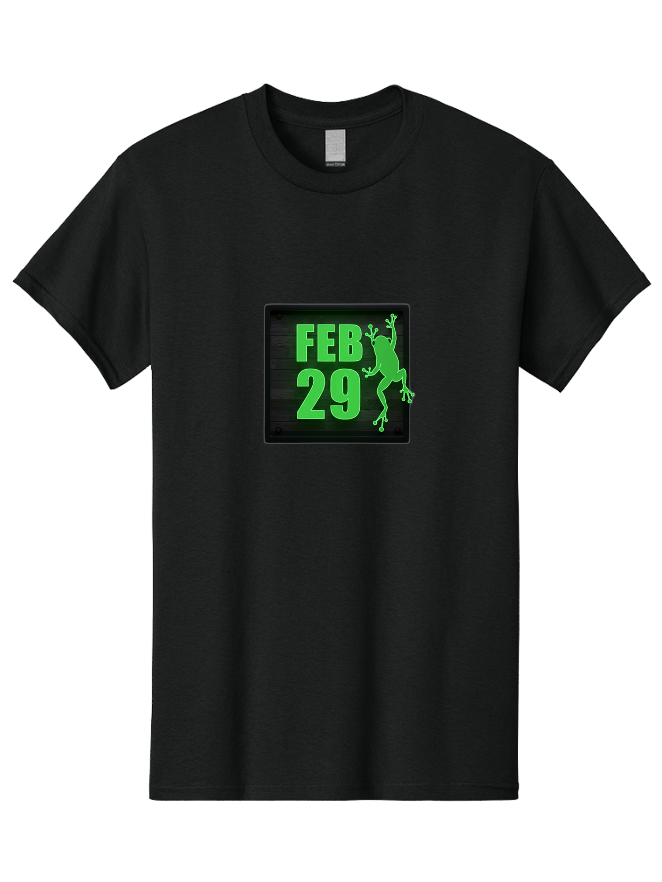 Feb-29 Men'S Graphic Tee, 100% Cotton, Comfortable Casual Summer Wear, Machine Washable, February 29, Leap Day, Frog Silhouette, Green Text, Black Sign, Fun Design, Quirky Graphics, Festive Elements, Unique Calendar Date Bab900