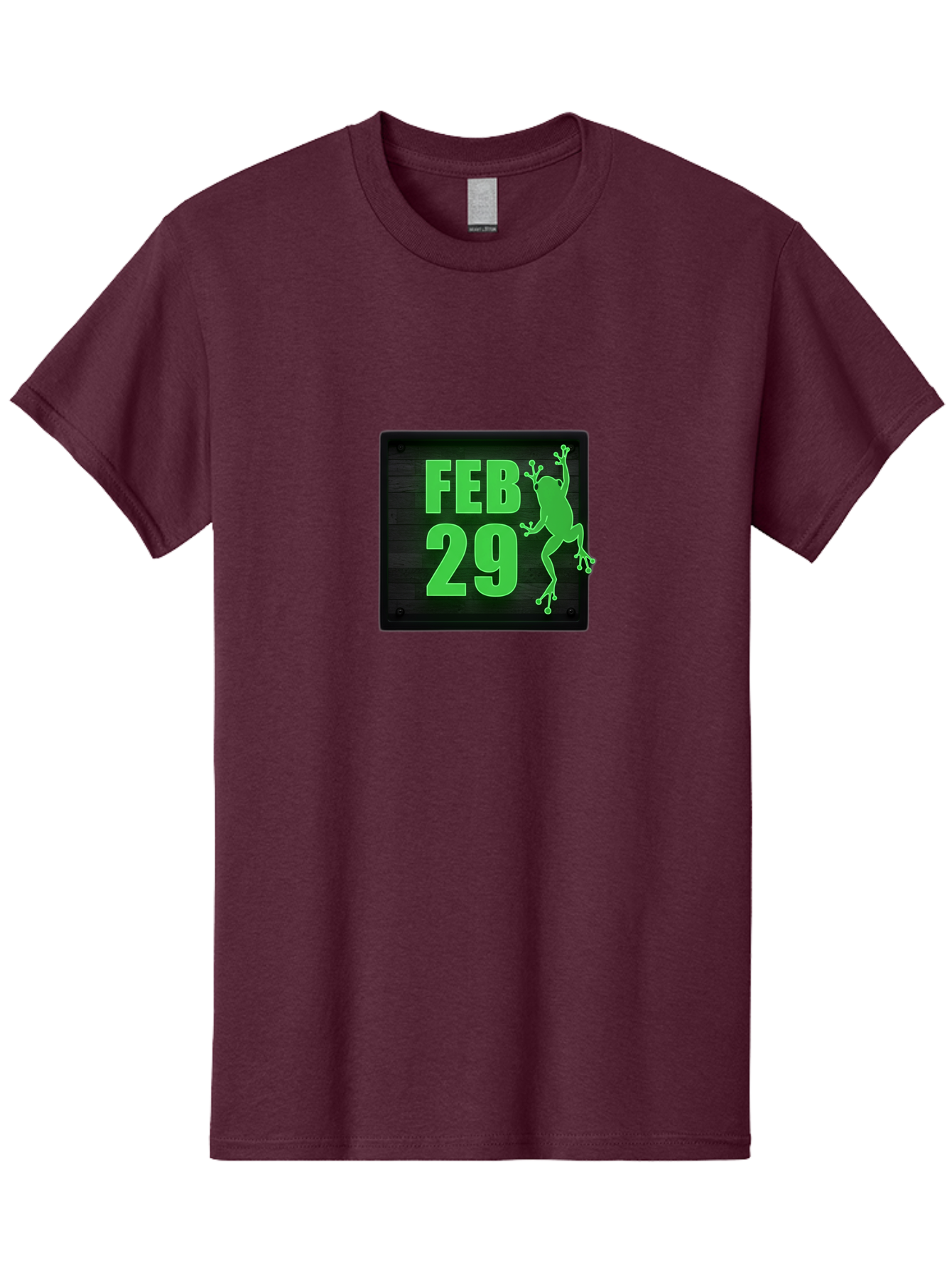 Feb-29 Men'S Graphic Tee, 100% Cotton, Comfortable Casual Summer Wear, Machine Washable, February 29, Leap Day, Frog Silhouette, Green Text, Black Sign, Fun Design, Quirky Graphics, Festive Elements, Unique Calendar Date Bab900