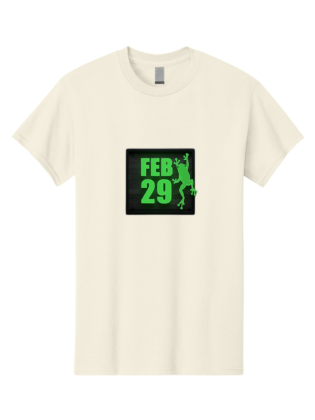 Feb-29 Men'S Graphic Tee, 100% Cotton, Comfortable Casual Summer Wear, Machine Washable, February 29, Leap Day, Frog Silhouette, Green Text, Black Sign, Fun Design, Quirky Graphics, Festive Elements, Unique Calendar Date Bab900