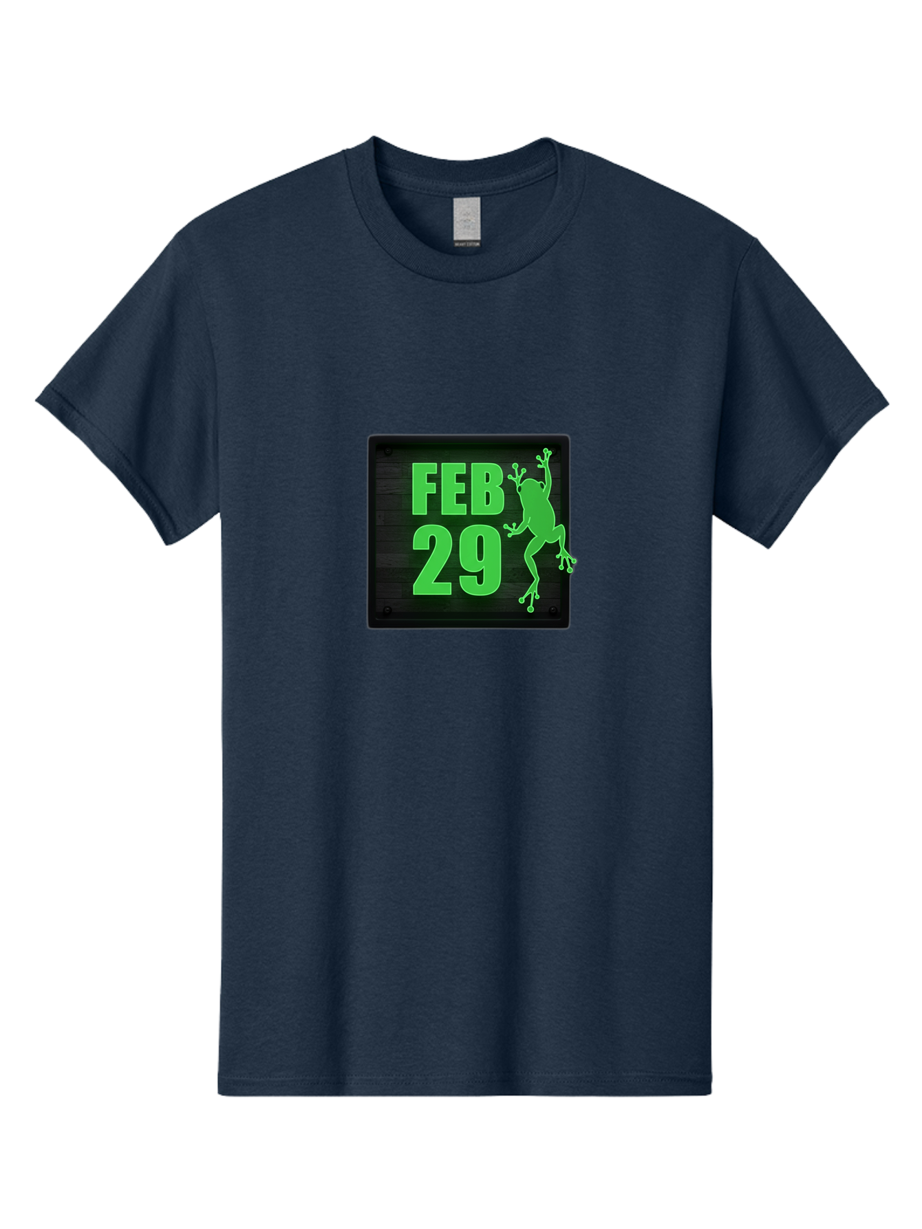 Feb-29 Men'S Graphic Tee, 100% Cotton, Comfortable Casual Summer Wear, Machine Washable, February 29, Leap Day, Frog Silhouette, Green Text, Black Sign, Fun Design, Quirky Graphics, Festive Elements, Unique Calendar Date Bab900
