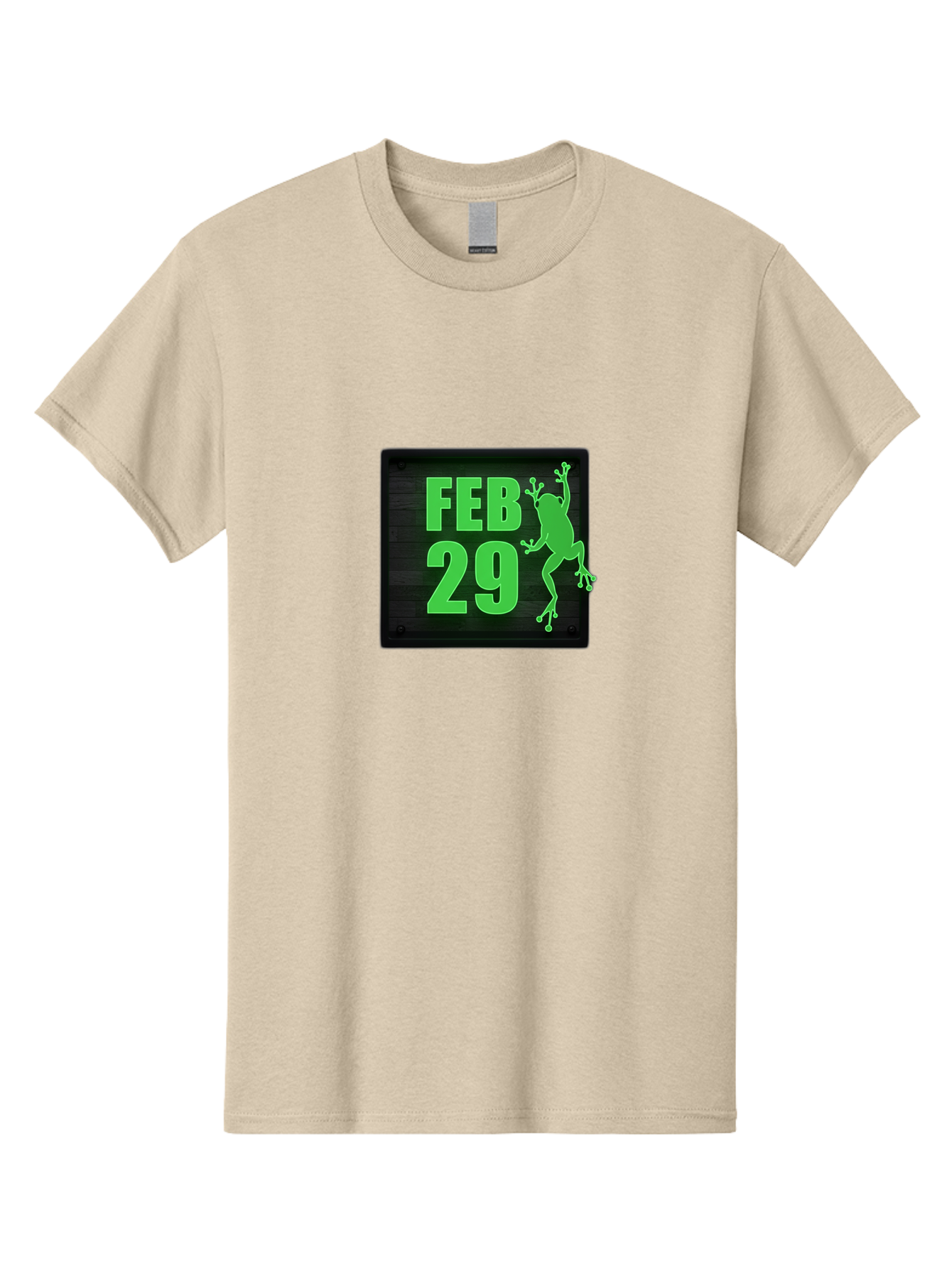 Feb-29 Men'S Graphic Tee, 100% Cotton, Comfortable Casual Summer Wear, Machine Washable, February 29, Leap Day, Frog Silhouette, Green Text, Black Sign, Fun Design, Quirky Graphics, Festive Elements, Unique Calendar Date Bab900