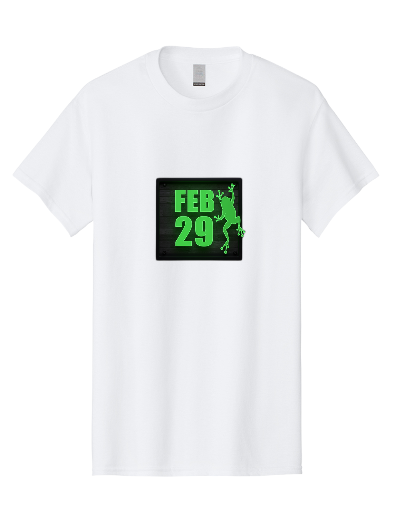Feb-29 Men'S Graphic Tee, 100% Cotton, Comfortable Casual Summer Wear, Machine Washable, February 29, Leap Day, Frog Silhouette, Green Text, Black Sign, Fun Design, Quirky Graphics, Festive Elements, Unique Calendar Date Bab900