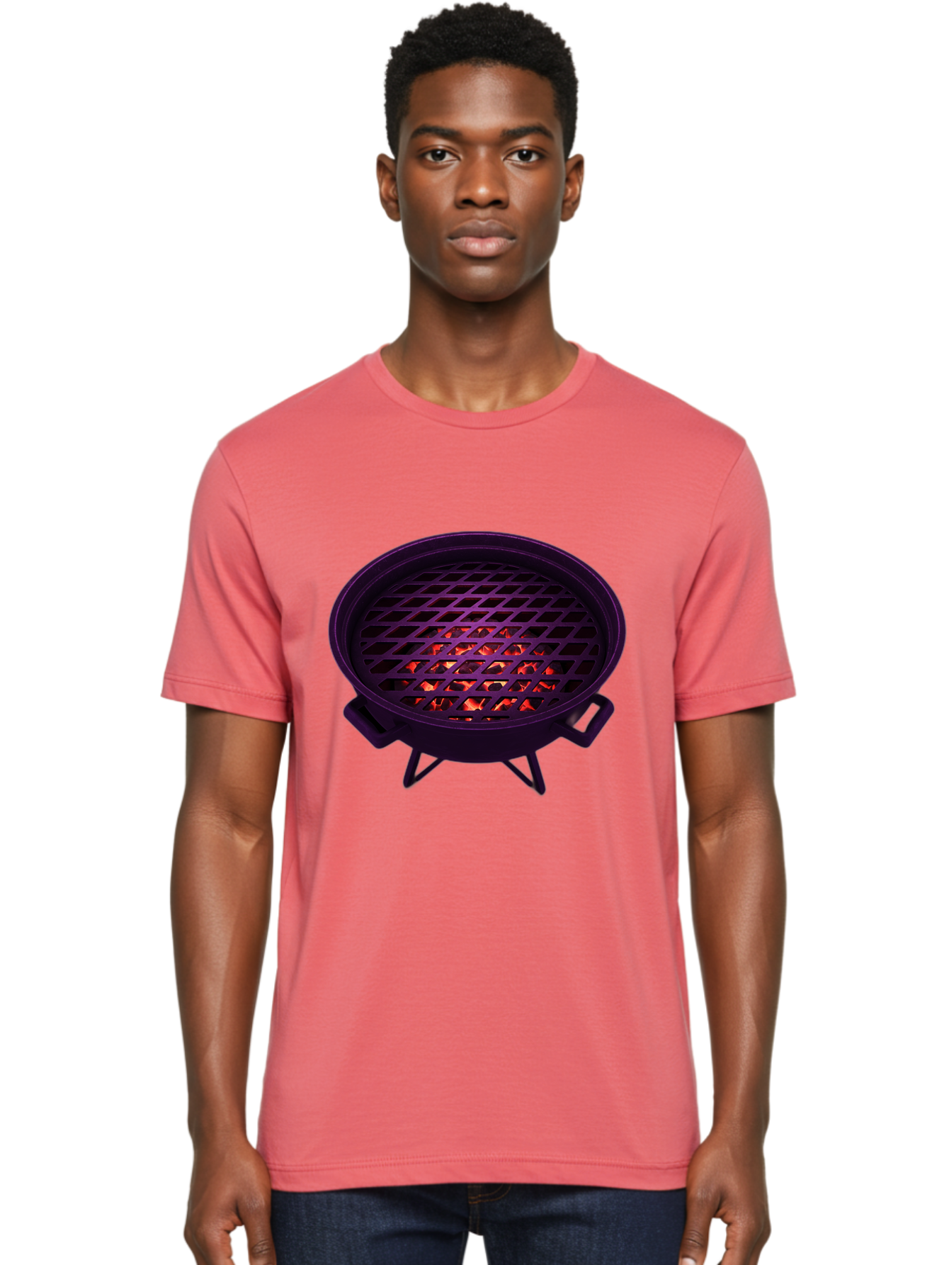 Fire-Pit Men'S Graphic Tee, 100% Cotton, Comfortable Casual Summer Wear, Machine Washable, Fire Pit, Grill Grate, Burning Coals, Outdoor Cooking, Camping Gear, Barbecue, Grill, Outdoor Fire Bab903