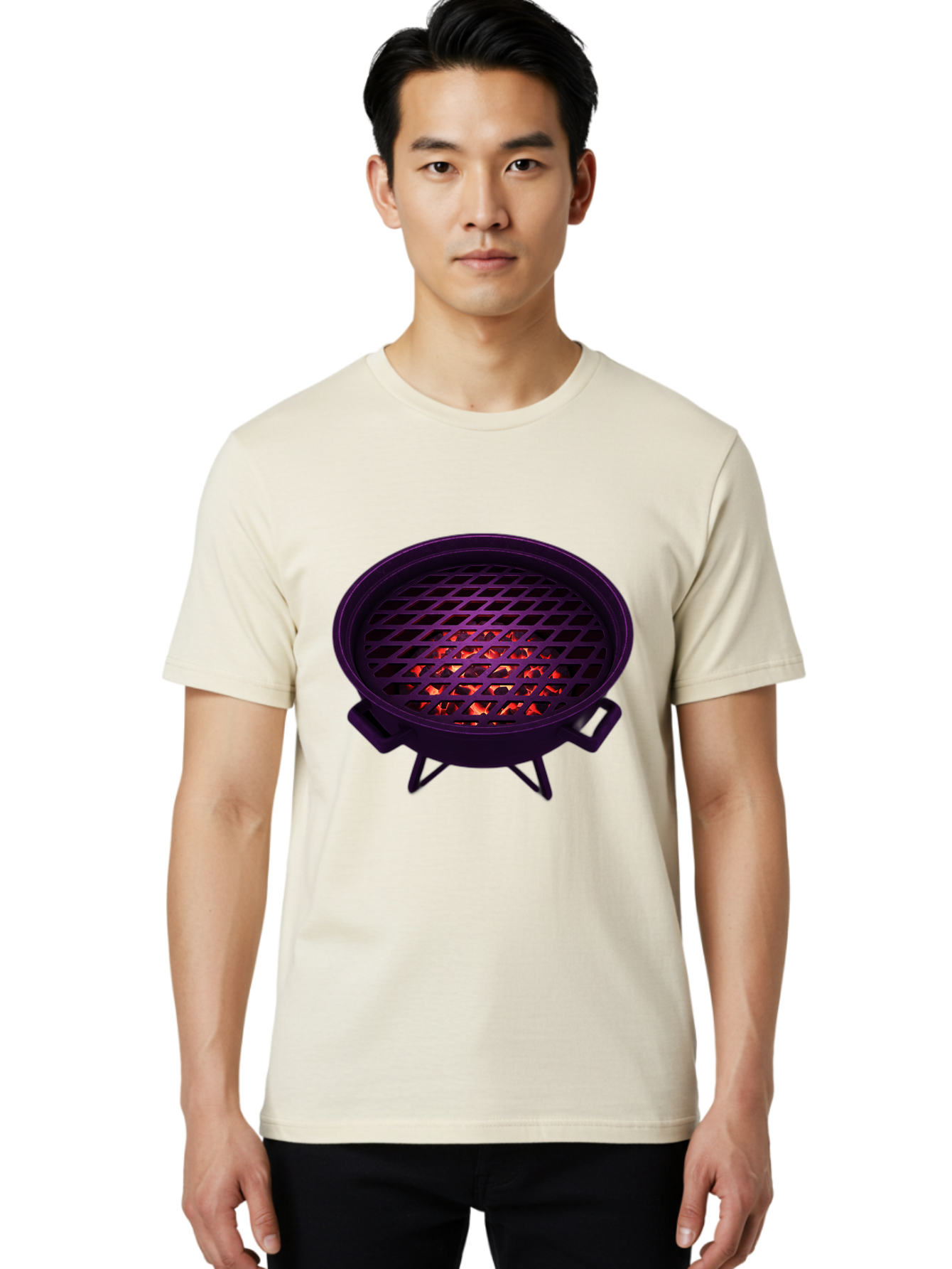 Fire-Pit Men'S Graphic Tee, 100% Cotton, Comfortable Casual Summer Wear, Machine Washable, Fire Pit, Grill Grate, Burning Coals, Outdoor Cooking, Camping Gear, Barbecue, Grill, Outdoor Fire Bab903