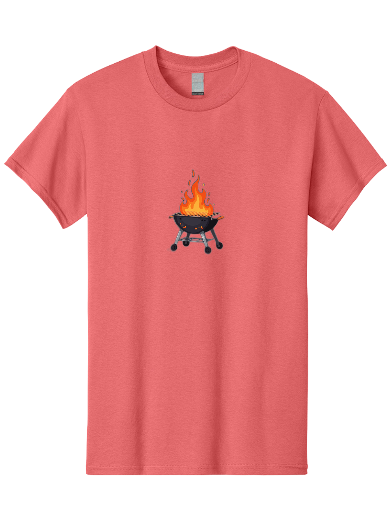 Flame-Grill Men'S Graphic Tee, 100% Cotton, Comfortable Casual Summer Wear, Machine Washable, Charcoal Grill, Grilling, Barbecue, Grill On Fire, Cooking Outdoors, Summer Fun, Grill Cooking, Barbecue Grill Bab908