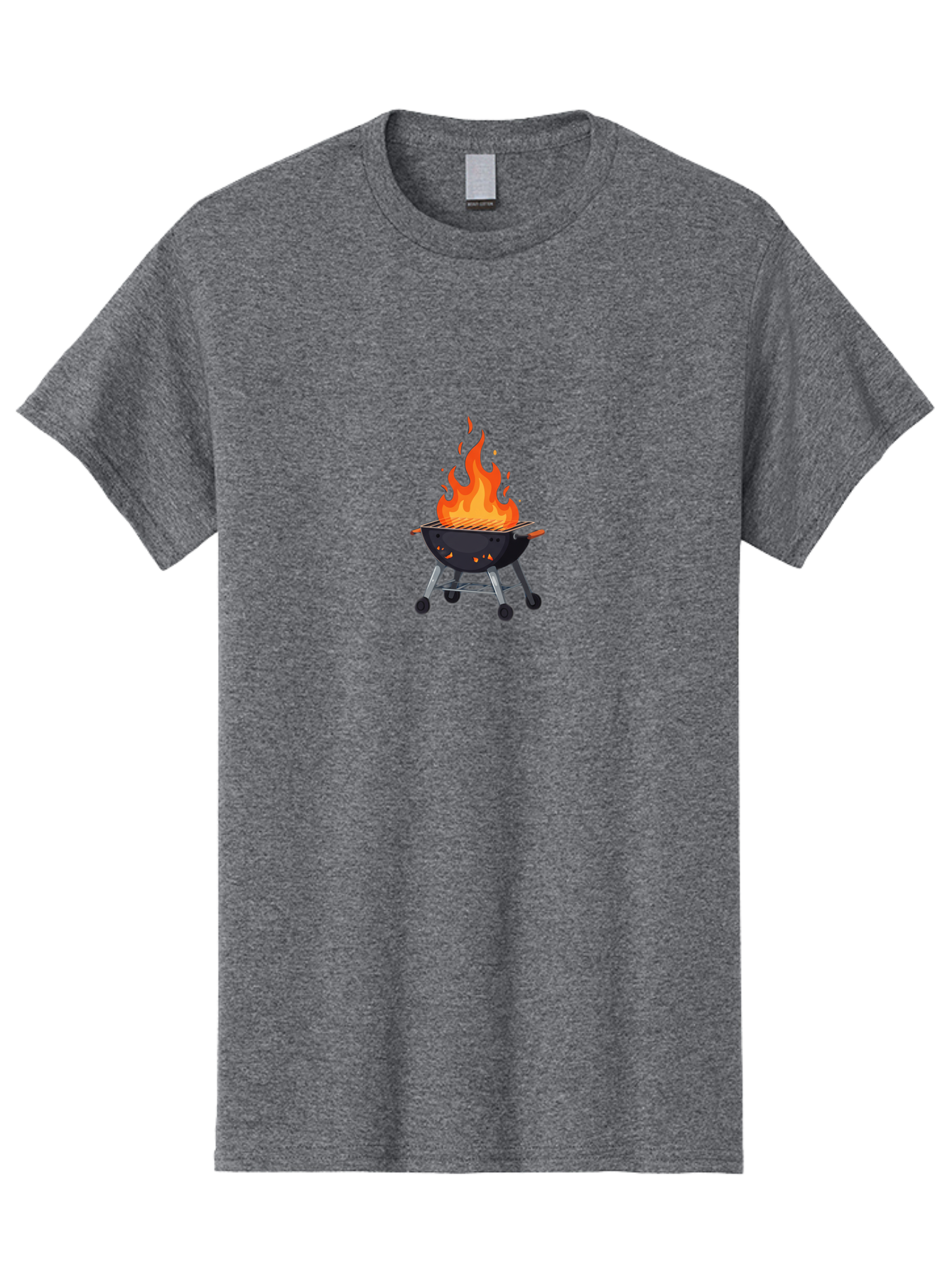 Flame-Grill Men'S Graphic Tee, 100% Cotton, Comfortable Casual Summer Wear, Machine Washable, Charcoal Grill, Grilling, Barbecue, Grill On Fire, Cooking Outdoors, Summer Fun, Grill Cooking, Barbecue Grill Bab908