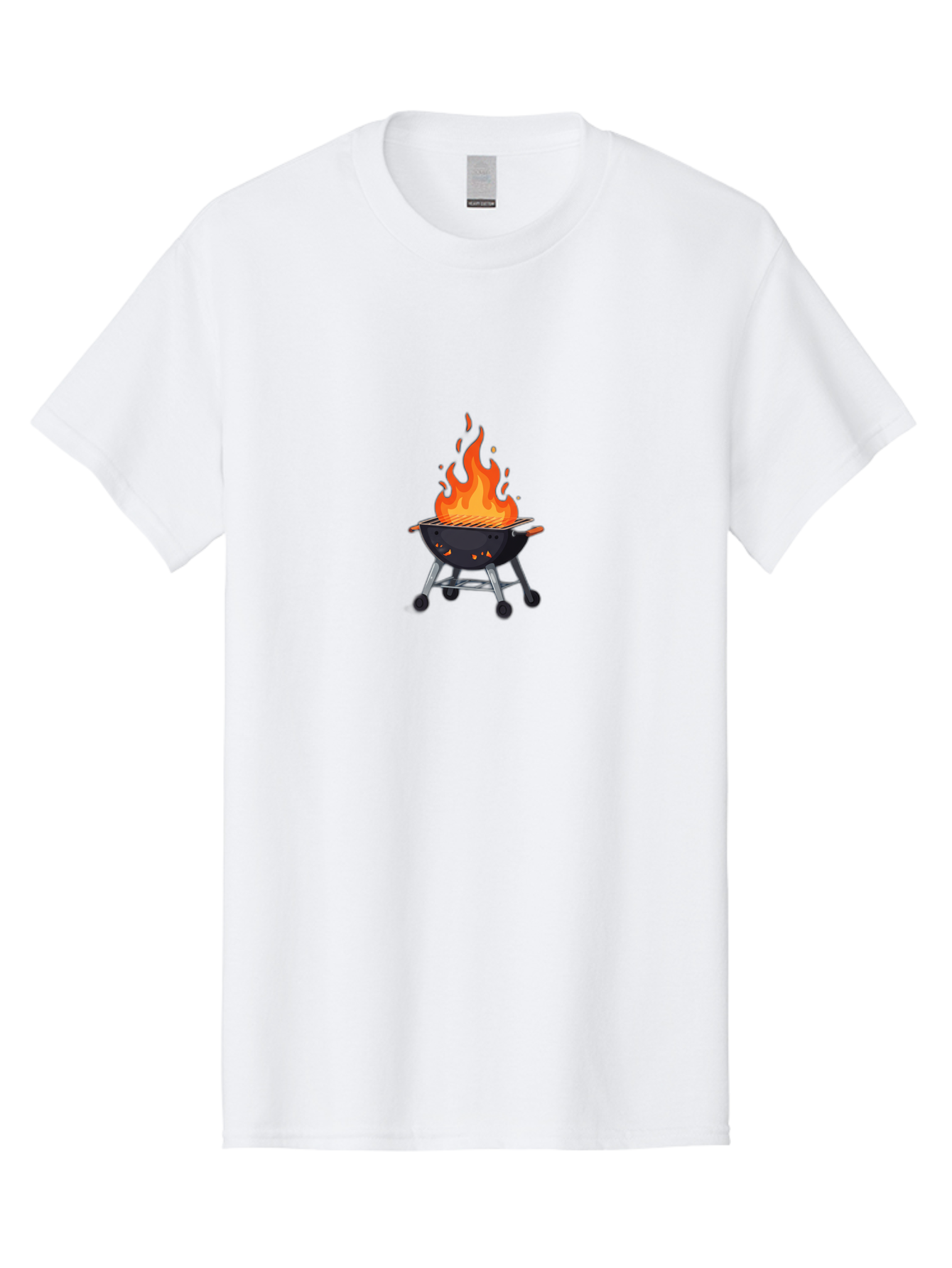 Flame-Grill Men'S Graphic Tee, 100% Cotton, Comfortable Casual Summer Wear, Machine Washable, Charcoal Grill, Grilling, Barbecue, Grill On Fire, Cooking Outdoors, Summer Fun, Grill Cooking, Barbecue Grill Bab908