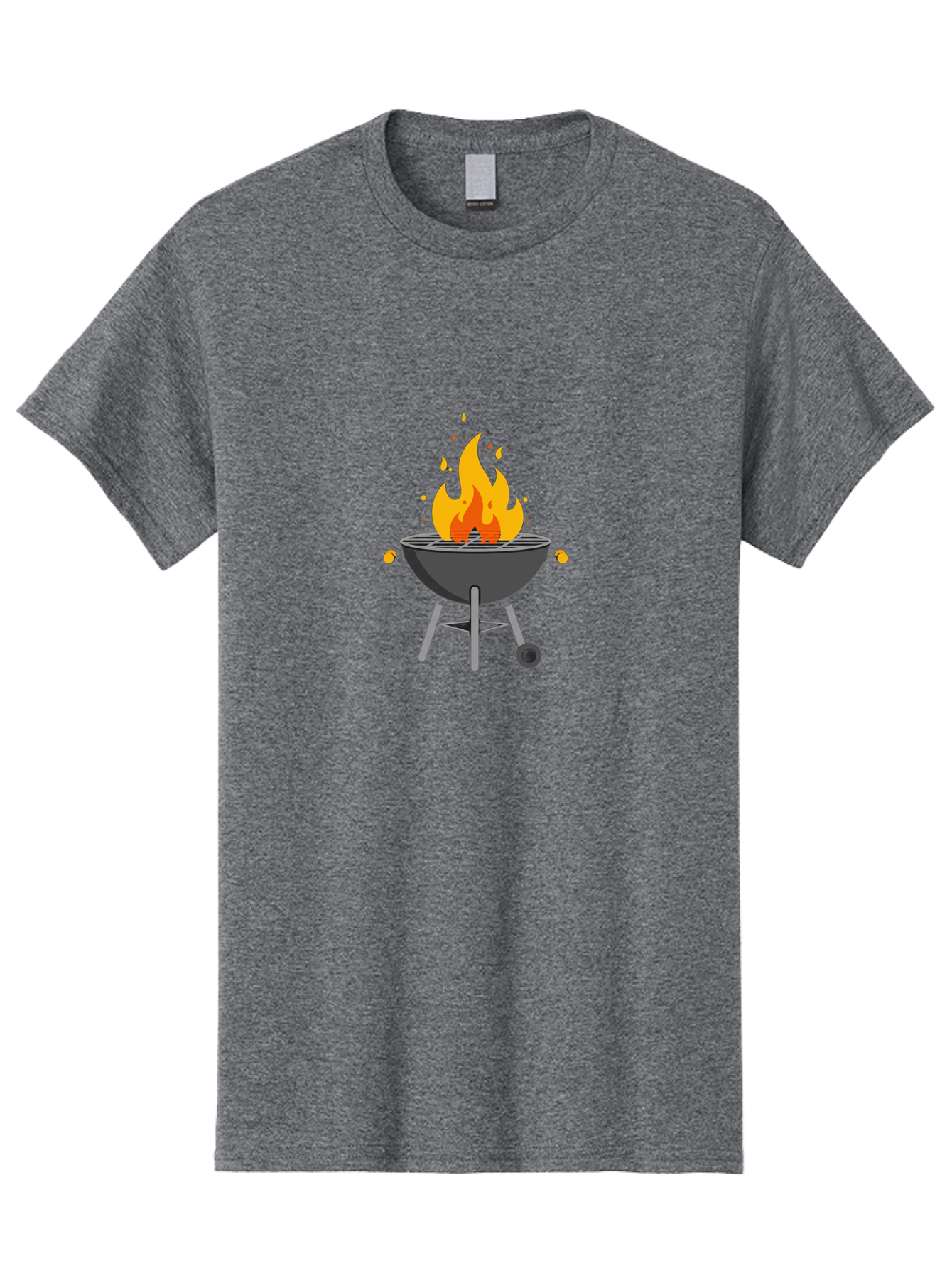 Flaming-Grill Men'S Graphic Tee, 100% Cotton, Comfortable Casual Summer Wear, Machine Washable, Charcoal Grill, Barbecue, Outdoor Cooking, Flame, Fire, Hot Coals, Grill Marks, Summer Fun, Backyard Gathering, Cooking Outdoors Bab909