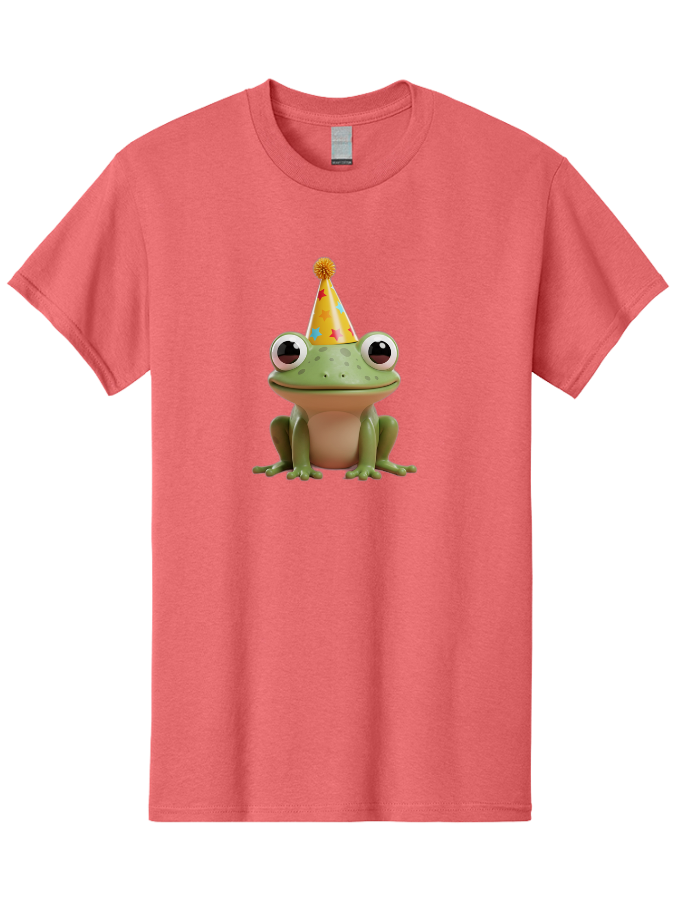 Frog-Party-Hat Men'S Graphic Tee, 100% Cotton, Comfortable Casual Summer Wear, Machine Washable, Green Frog, Party Hat, Festive Celebration, Cartoon Character, Cute Animal, Funny Illustration, Birthday Party, Holiday Fun, Joyful Atmosphere Bab926