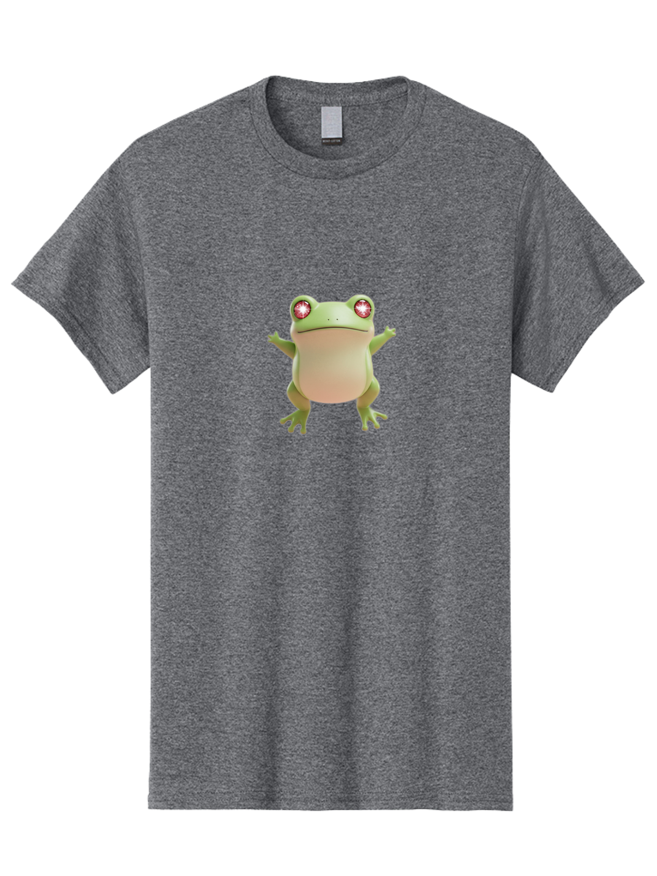 Frog-With-Glowing-Eyes Men'S Graphic Tee, 100% Cotton, Comfortable Casual Summer Wear, Machine Washable, Cartoon Frog, Green Frog, Glowing Red Eyes, 3D Rendering, Cute Amphibian, Vibrant Graphics, Playful Animation, Fun Character Design Bab928