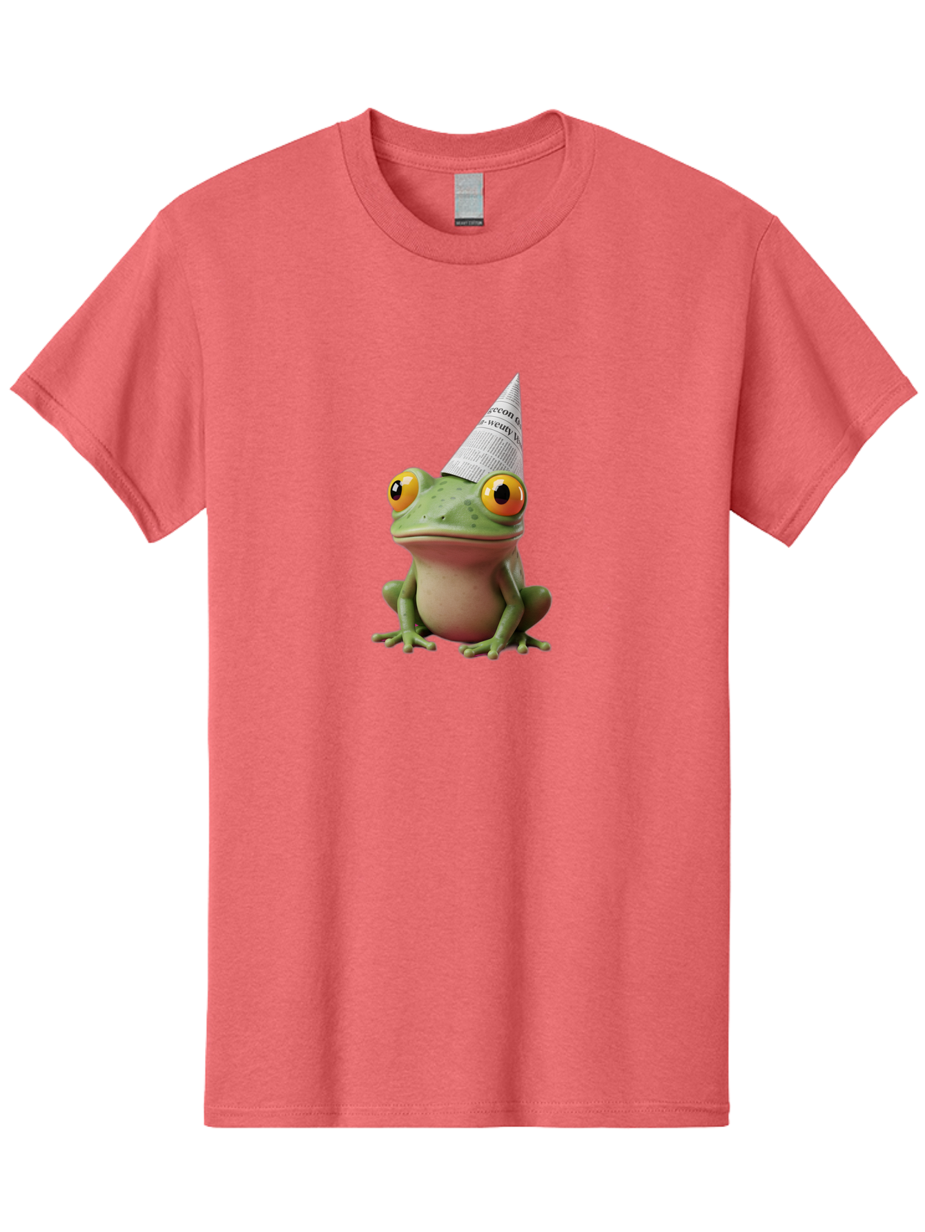 Frog-With-Party-Hat-1 Men'S Graphic Tee, 100% Cotton, Comfortable Casual Summer Wear, Machine Washable, Funny Frog, Party Hat, Festive Atmosphere, Cute Animal, Playful Vibe, Quirky Illustration, Humorous Character, Cartoon Style Bab929