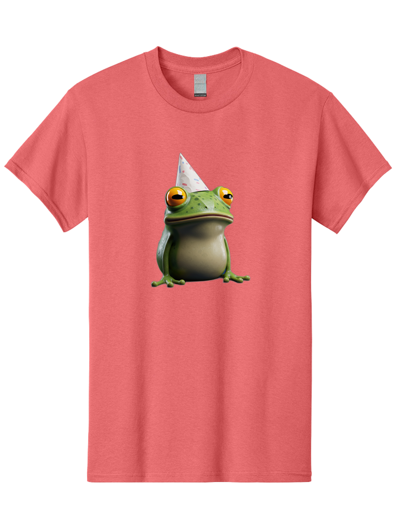 Frog-With-Party-Hat-3 Men'S Graphic Tee, 100% Cotton, Comfortable Casual Summer Wear, Machine Washable, Cartoon Frog, Party Hat, Celebration, Green Frog, Funny Animal, Festive Atmosphere, Comical Character, Joyful Scene, Cute Illustration, Bab931