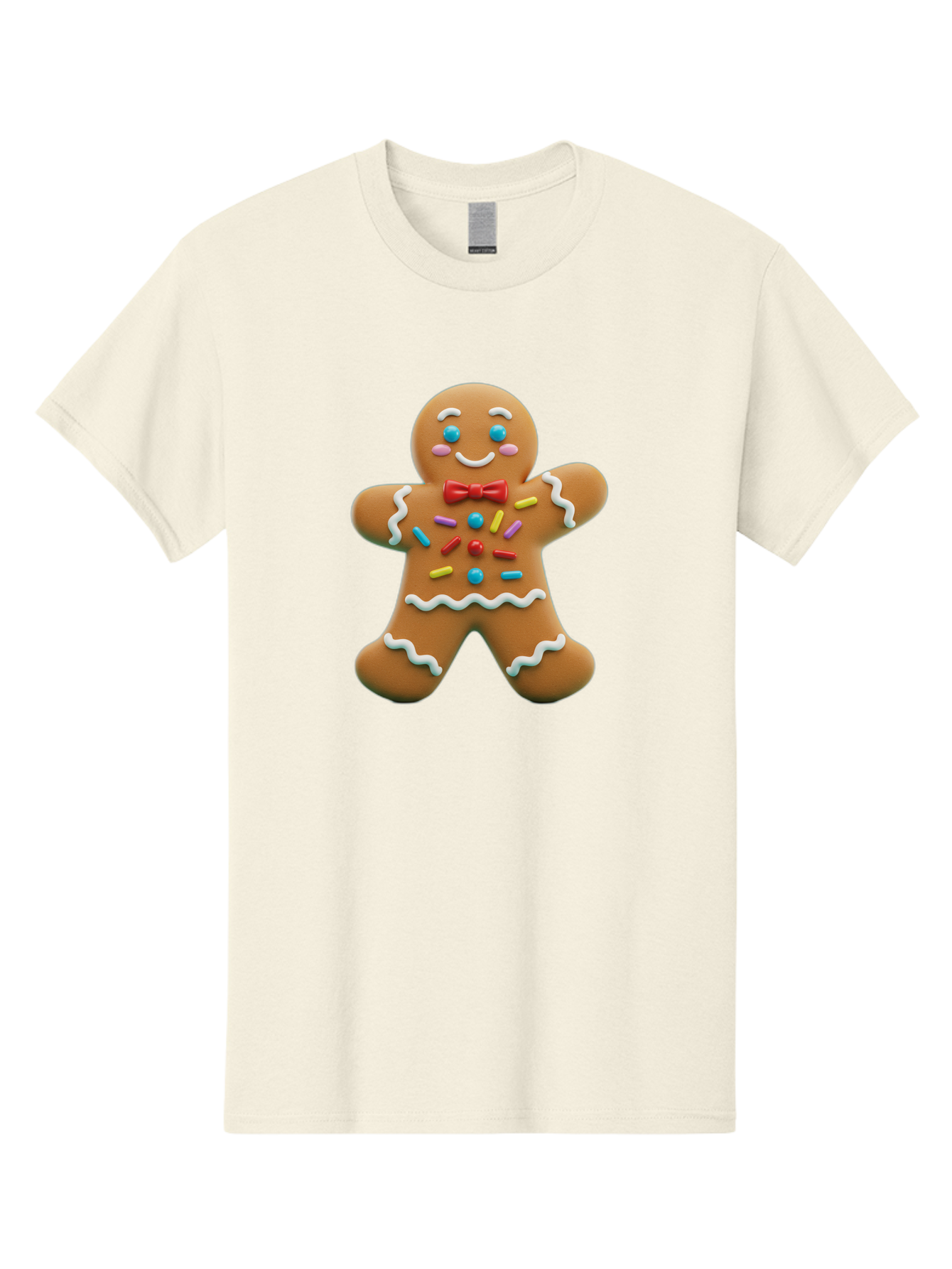 Gingerbread-Man-14 Men'S Graphic Tee, 100% Cotton, Comfortable Casual Summer Wear, Machine Washable, Gingerbread Man, Holiday Treat, Cookie Decoration, Colorful Sprinkles, Red Bow Tie, Happy Face, Festive Character, Baked Goods, Sweet Delight, Bab946