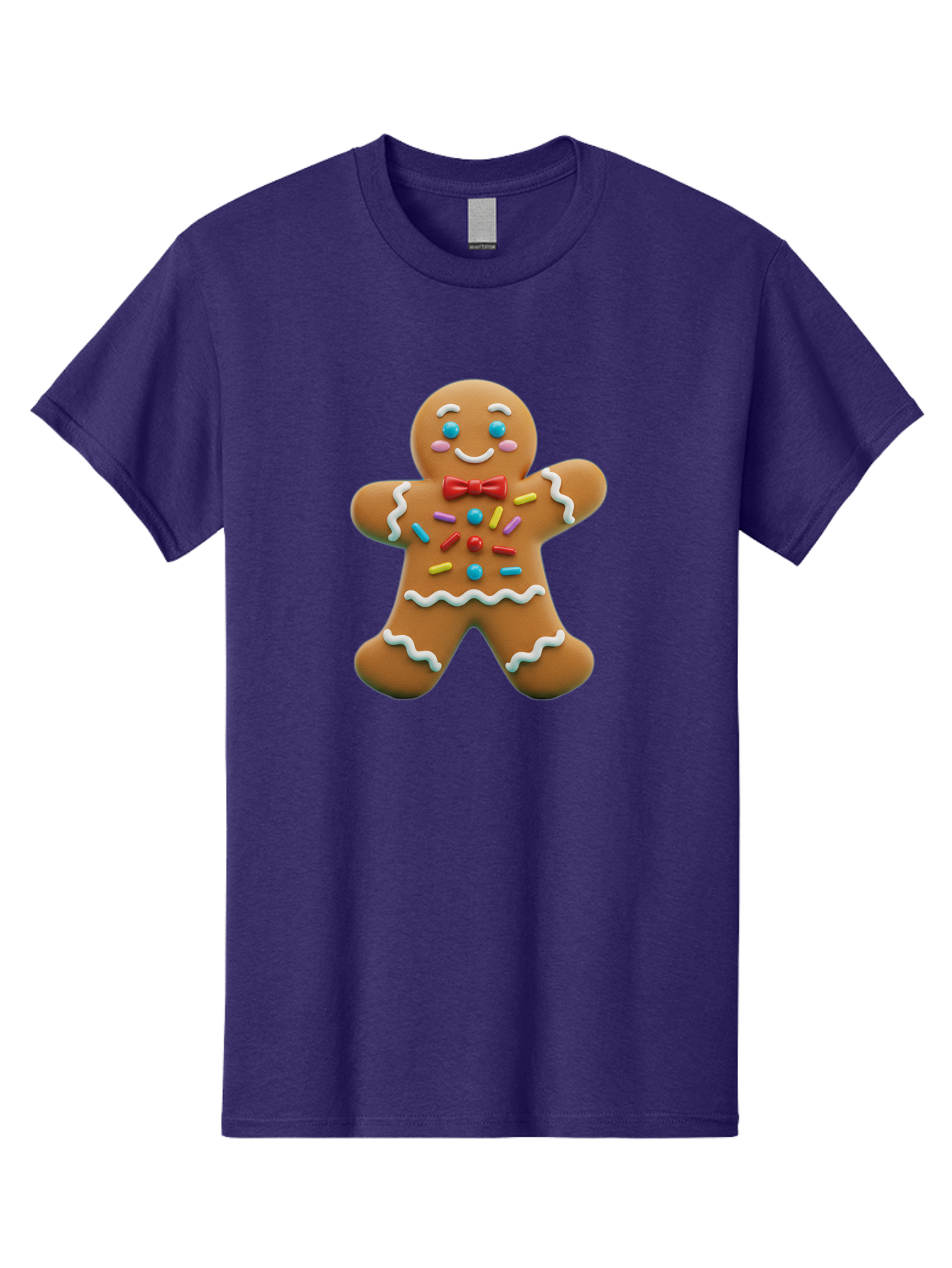 Gingerbread-Man-14 Men'S Graphic Tee, 100% Cotton, Comfortable Casual Summer Wear, Machine Washable, Gingerbread Man, Holiday Treat, Cookie Decoration, Colorful Sprinkles, Red Bow Tie, Happy Face, Festive Character, Baked Goods, Sweet Delight, Bab946
