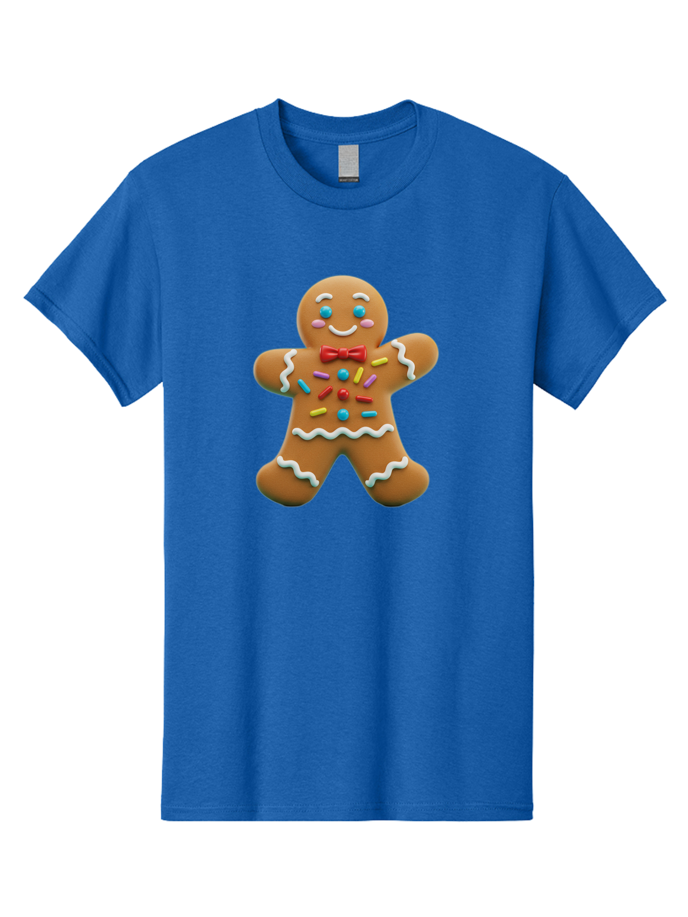 Gingerbread-Man-14 Men'S Graphic Tee, 100% Cotton, Comfortable Casual Summer Wear, Machine Washable, Gingerbread Man, Holiday Treat, Cookie Decoration, Colorful Sprinkles, Red Bow Tie, Happy Face, Festive Character, Baked Goods, Sweet Delight, Bab946