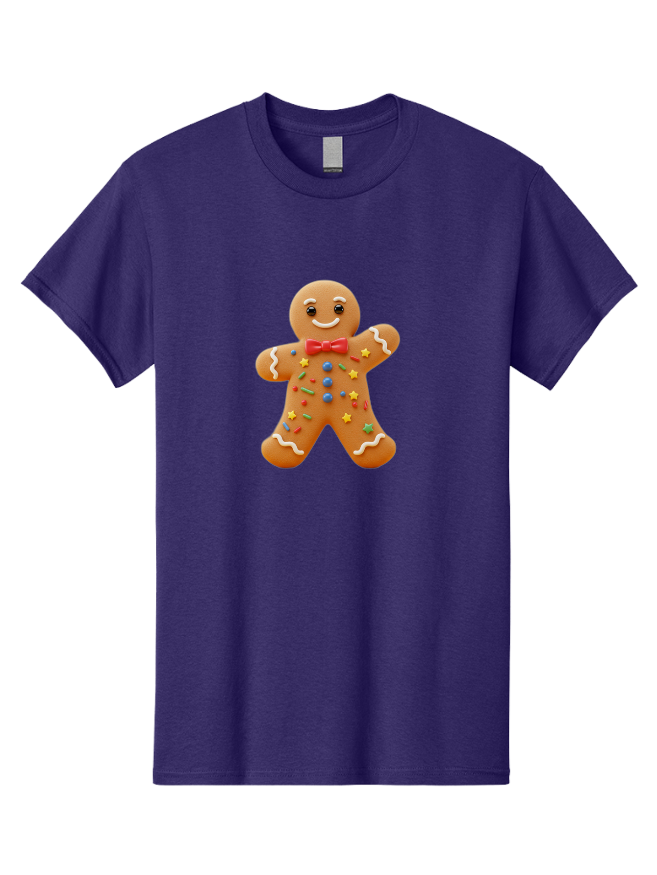 Gingerbread-Man-4 Men'S Graphic Tee, 100% Cotton, Comfortable Casual Summer Wear, Machine Washable, Gingerbread Man, Festive Treat, Holiday Cookie, Icing Decorations, Colorful Sprinkles, Red Bow Tie, Cartoon Character, Sweet Delight, Baking, Bab952