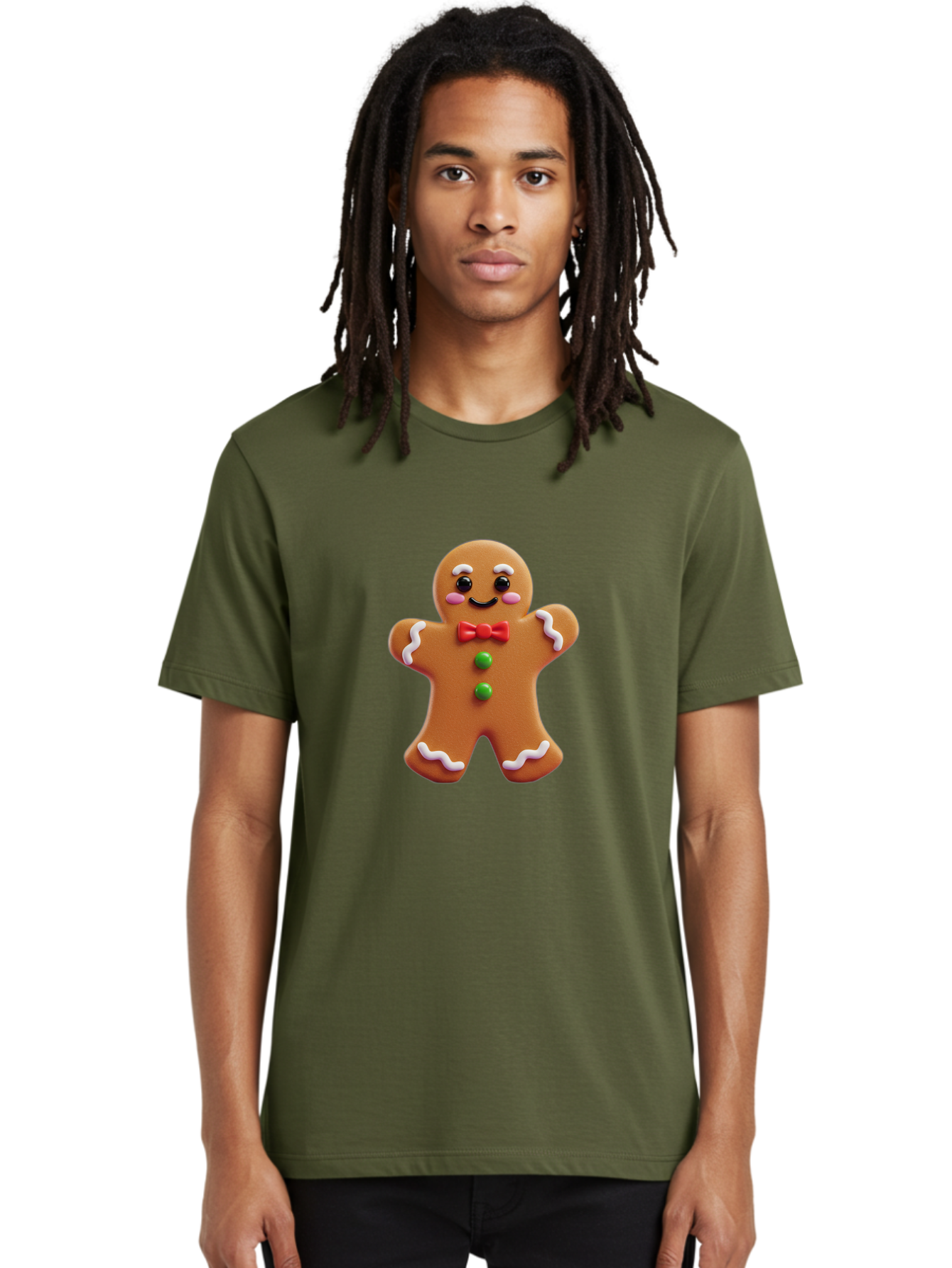 Gingerbread-Man-6 Men'S Graphic Tee, 100% Cotton, Comfortable Casual Summer Wear, Machine Washable, Gingerbread Man, Christmas Cookie, Holiday Treat, Sweet Decoration, Festive Dessert, Bakery Delight, Adorable Character Bab954
