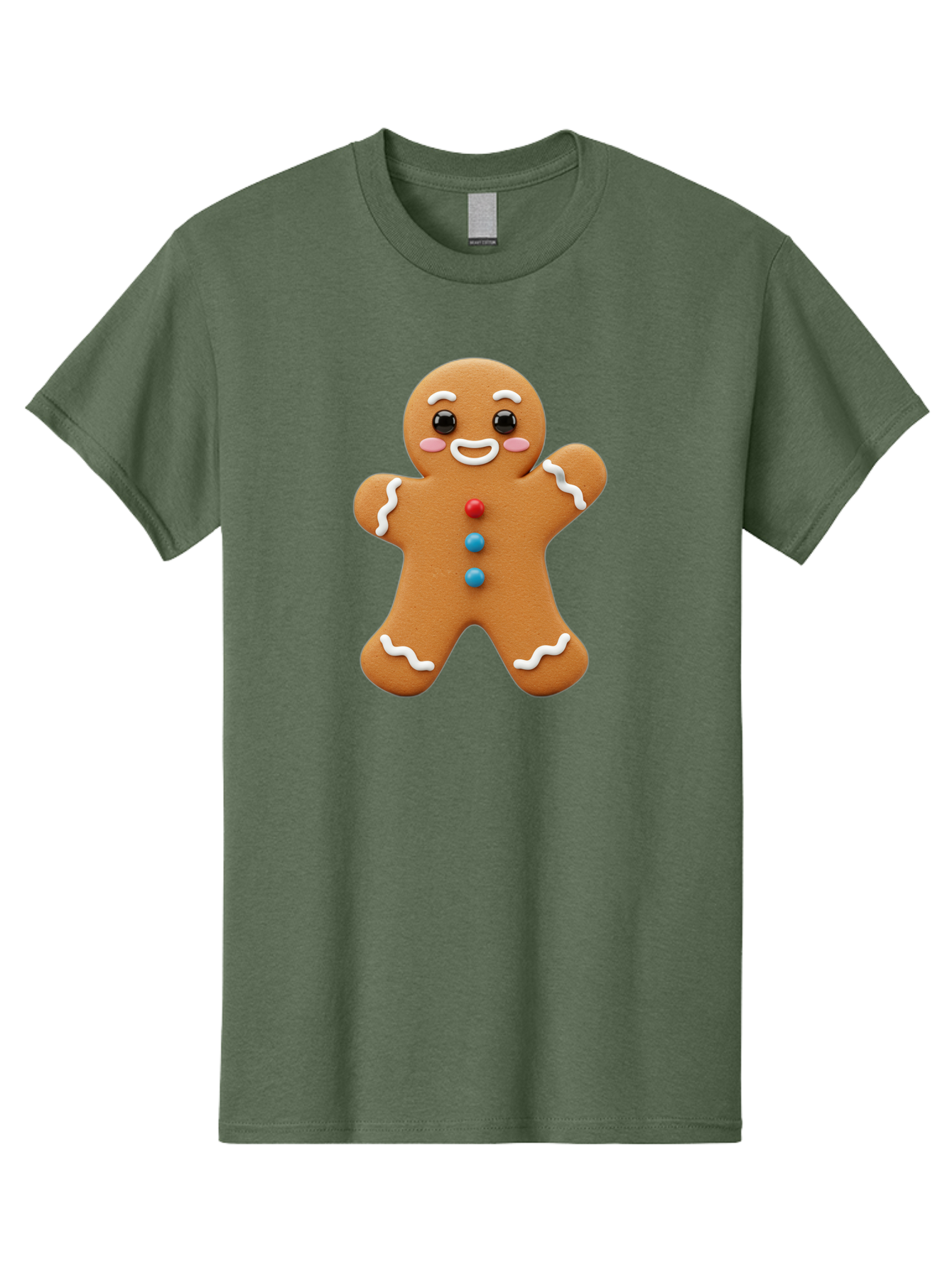 Gingerbread-Man Men'S Graphic Tee, 100% Cotton, Comfortable Casual Summer Wear, Machine Washable, Gingerbread Man, Sweet Treats, Holiday Baking, Cartoon Character, Friendly Face, White Icing, Colorful Buttons, Festive Decorations, Bab958