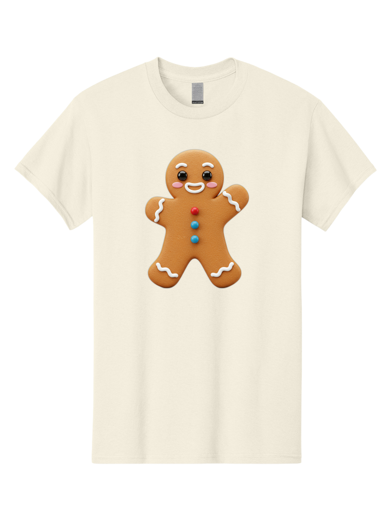 Gingerbread-Man Men'S Graphic Tee, 100% Cotton, Comfortable Casual Summer Wear, Machine Washable, Gingerbread Man, Sweet Treats, Holiday Baking, Cartoon Character, Friendly Face, White Icing, Colorful Buttons, Festive Decorations, Bab958