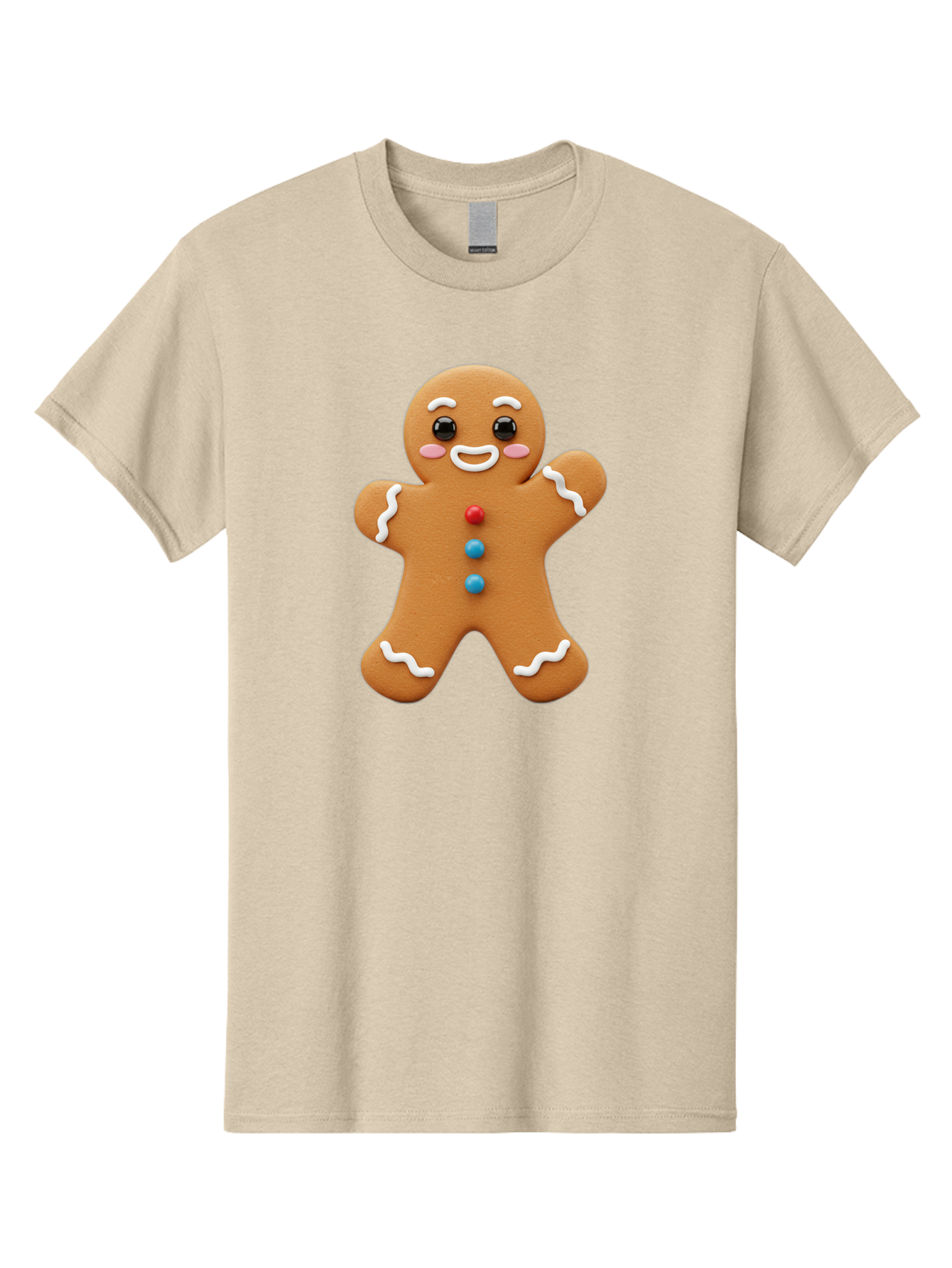 Gingerbread-Man Men'S Graphic Tee, 100% Cotton, Comfortable Casual Summer Wear, Machine Washable, Gingerbread Man, Sweet Treats, Holiday Baking, Cartoon Character, Friendly Face, White Icing, Colorful Buttons, Festive Decorations, Bab958