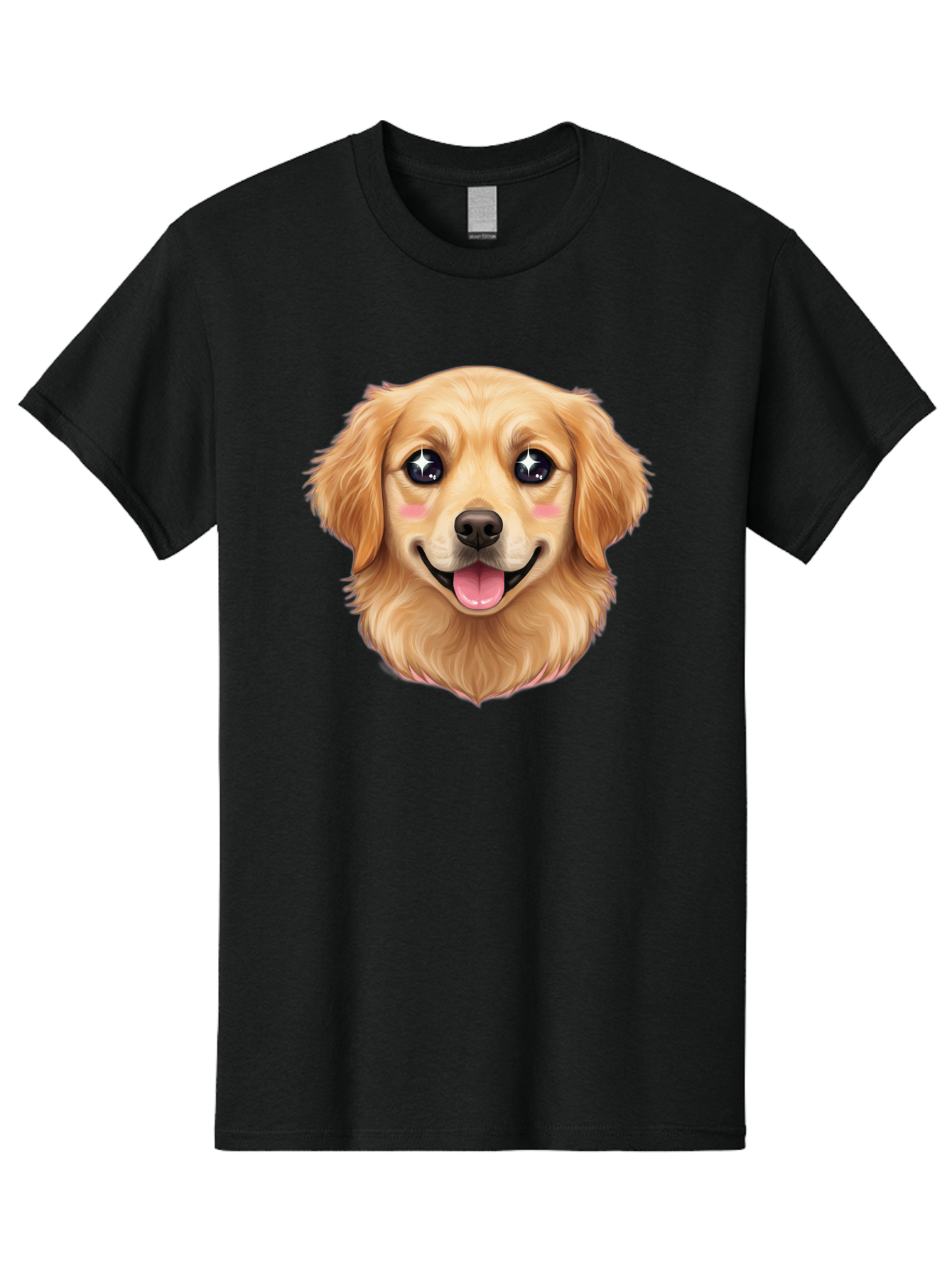 Golden-Dog-Head Men'S Graphic Tee, 100% Cotton, Comfortable Casual Summer Wear, Machine Washable, Cartoon Dog Face, Golden Retriever, Cute Dog, Dog Eyes, Sparkle Eyes, Happy Dog, Dog Smile, Playful Dog, Dog Illustration, Kawaii Dog, Bab964