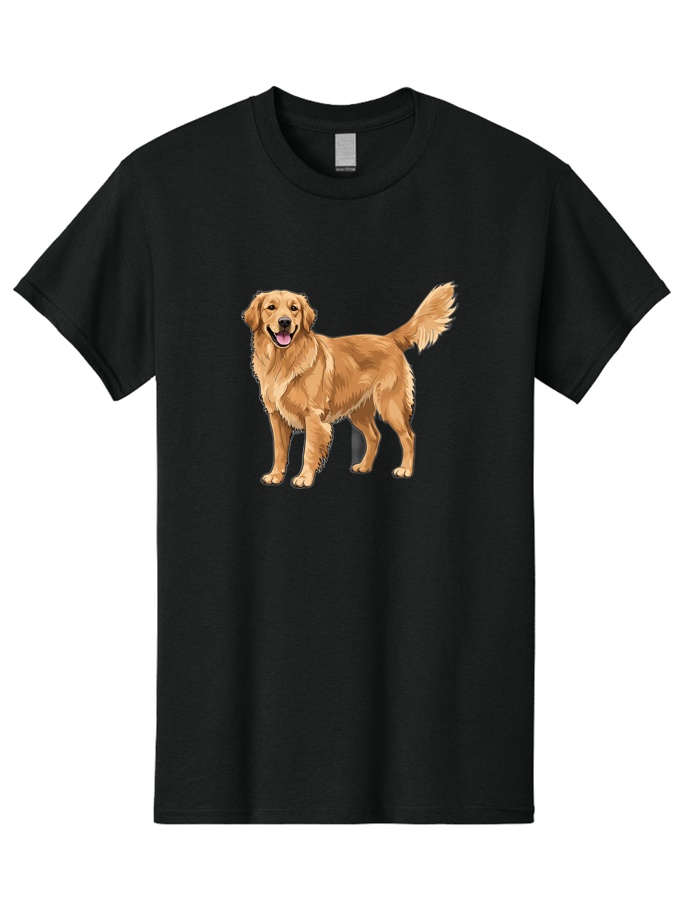 Golden-Retriever-10 Men'S Graphic Tee, 100% Cotton, Comfortable Casual Summer Wear, Machine Washable, Golden Retriever Dog, Golden Fur, Friendly Expression, Wagging Tail, Standing Pose, Canine Companion, Dog Illustration, Fluffy Coat, Bab967