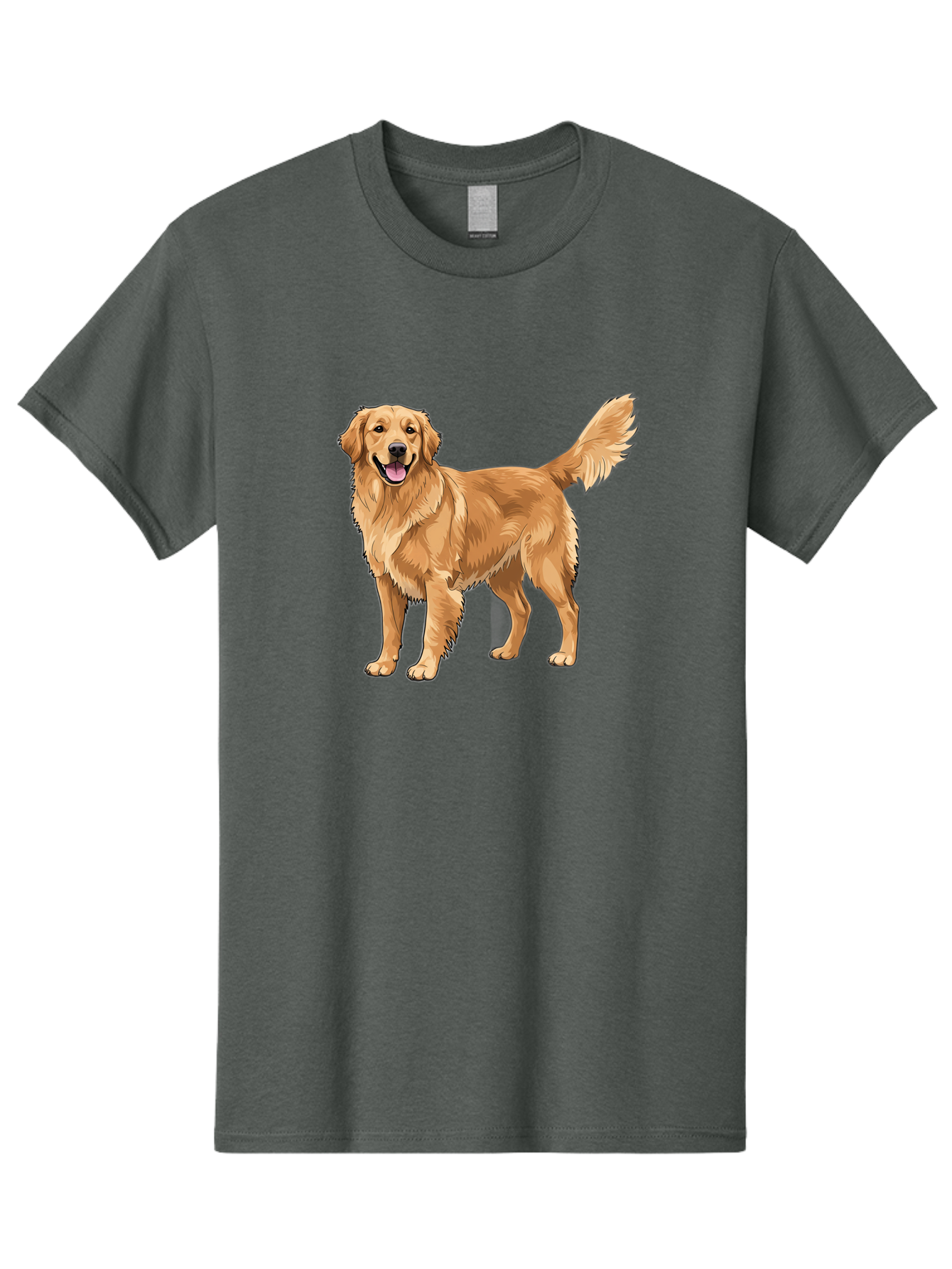 Golden-Retriever-10 Men'S Graphic Tee, 100% Cotton, Comfortable Casual Summer Wear, Machine Washable, Golden Retriever Dog, Golden Fur, Friendly Expression, Wagging Tail, Standing Pose, Canine Companion, Dog Illustration, Fluffy Coat, Bab967