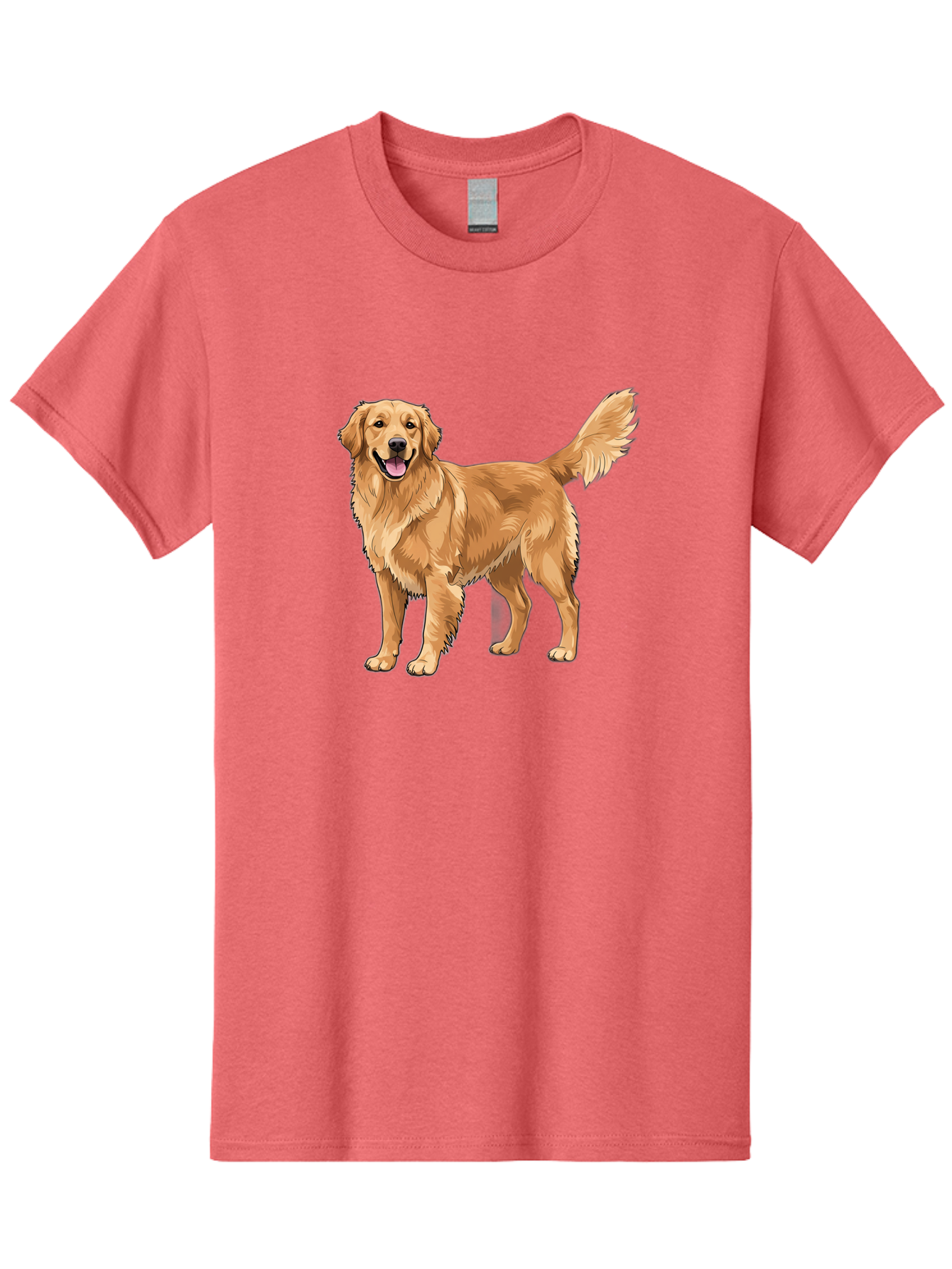 Golden-Retriever-10 Men'S Graphic Tee, 100% Cotton, Comfortable Casual Summer Wear, Machine Washable, Golden Retriever Dog, Golden Fur, Friendly Expression, Wagging Tail, Standing Pose, Canine Companion, Dog Illustration, Fluffy Coat, Bab967